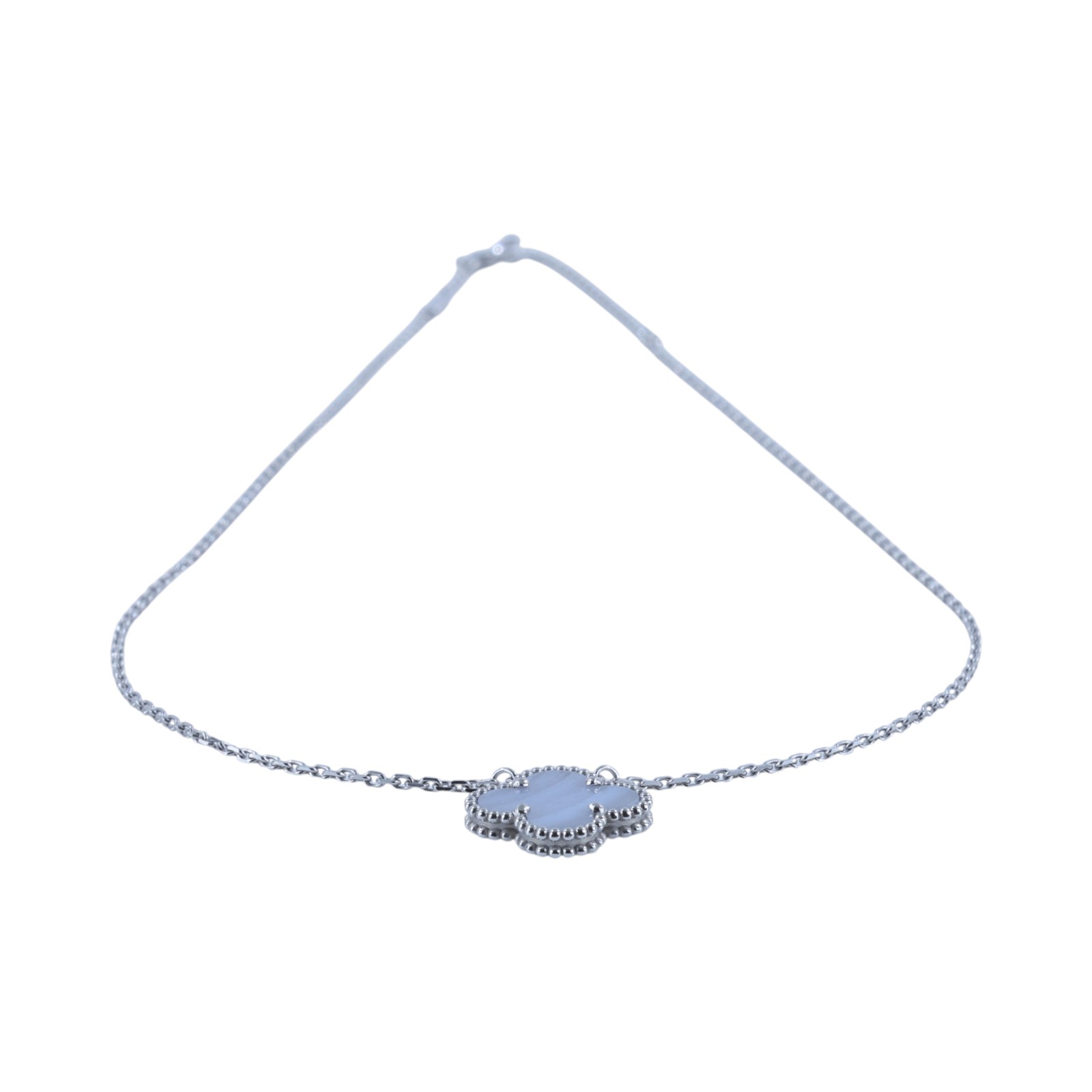 梵克雅寶 Van Cleef & Arpels Vintage Alhambra吊墜 18K白金 玉髓 VCARD34900  原廠盒子