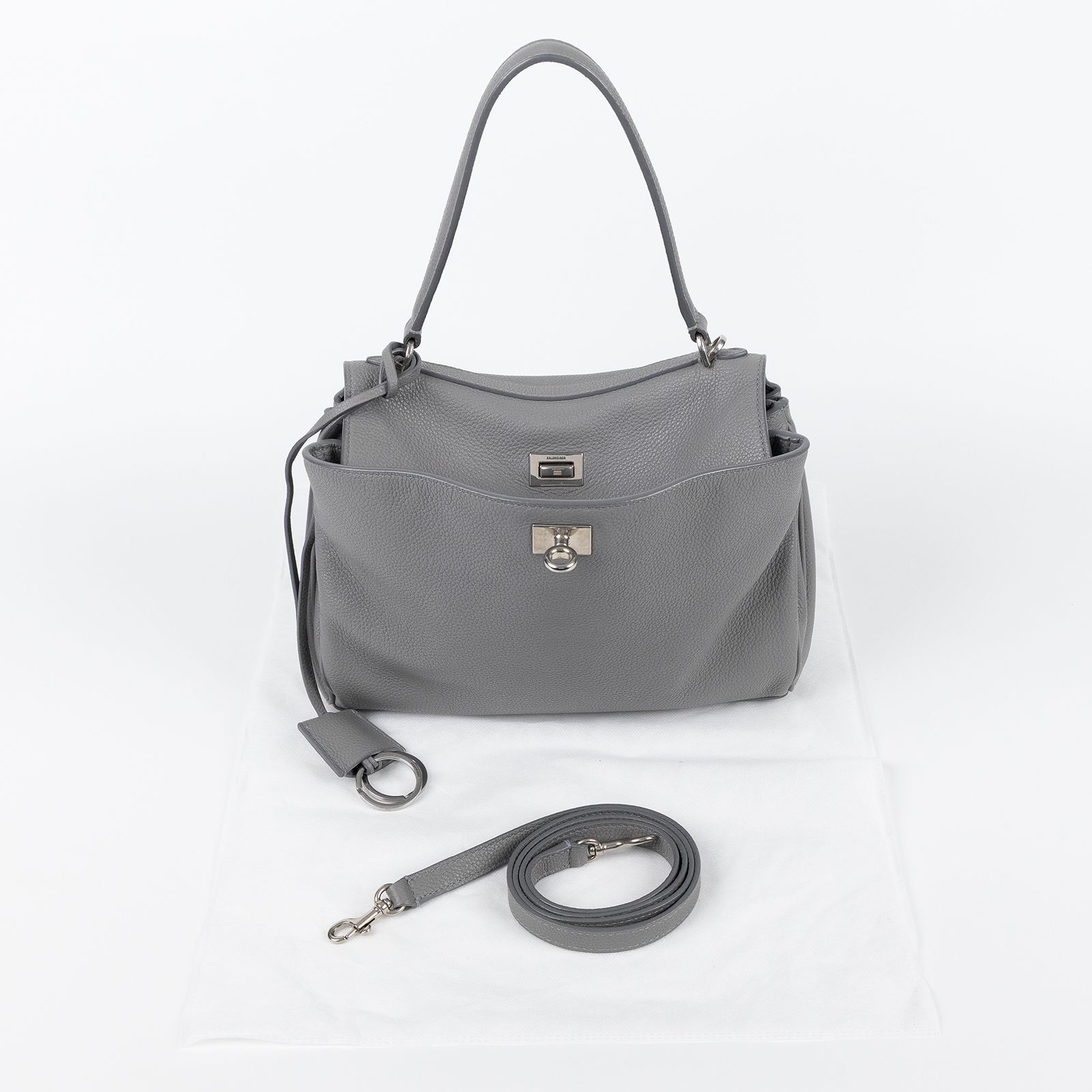 巴黎世家 BALENCIAGA Rodeo Small 手提包 銀色五金 7897792ABV6 灰銀Rodeo SMALL 背帶/鑰匙圈