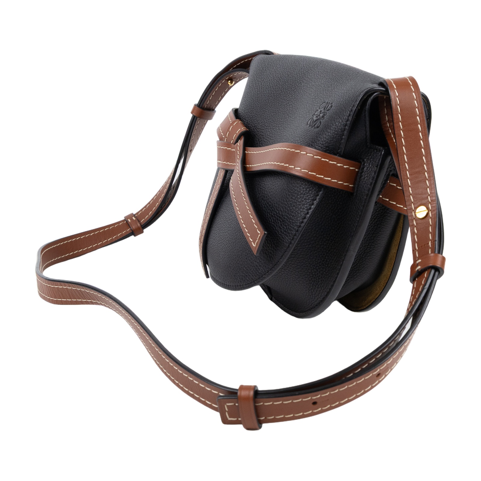 羅意威 LOEWE Small Gate bag 小型 小牛皮 肩背包 321.12.T20 黑拚棕GATE SMALL 防塵袋