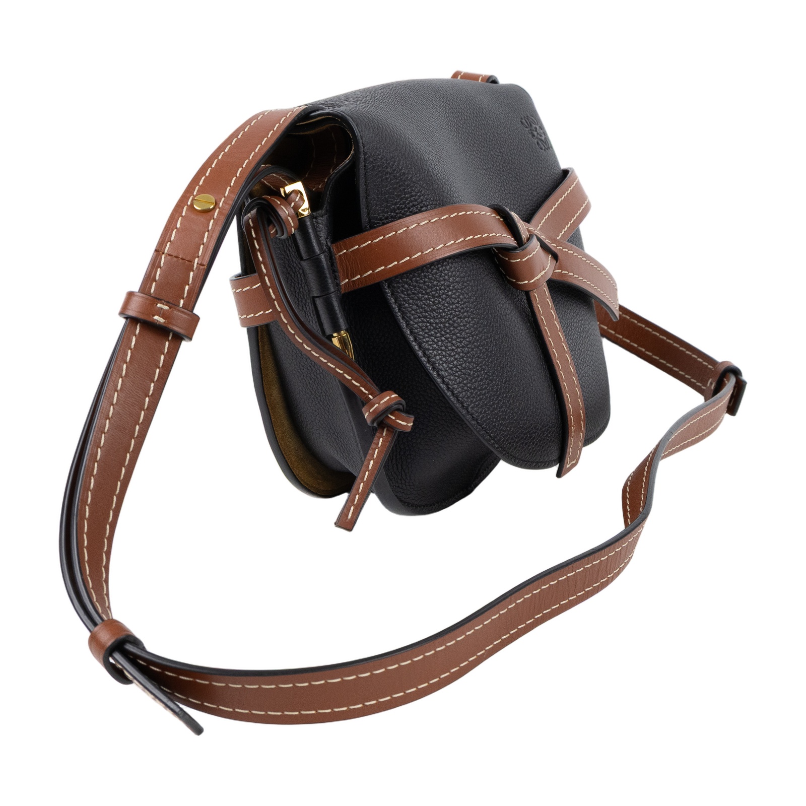 羅意威 LOEWE Small Gate bag 小型 小牛皮 肩背包 321.12.T20 黑拚棕GATE SMALL 防塵袋