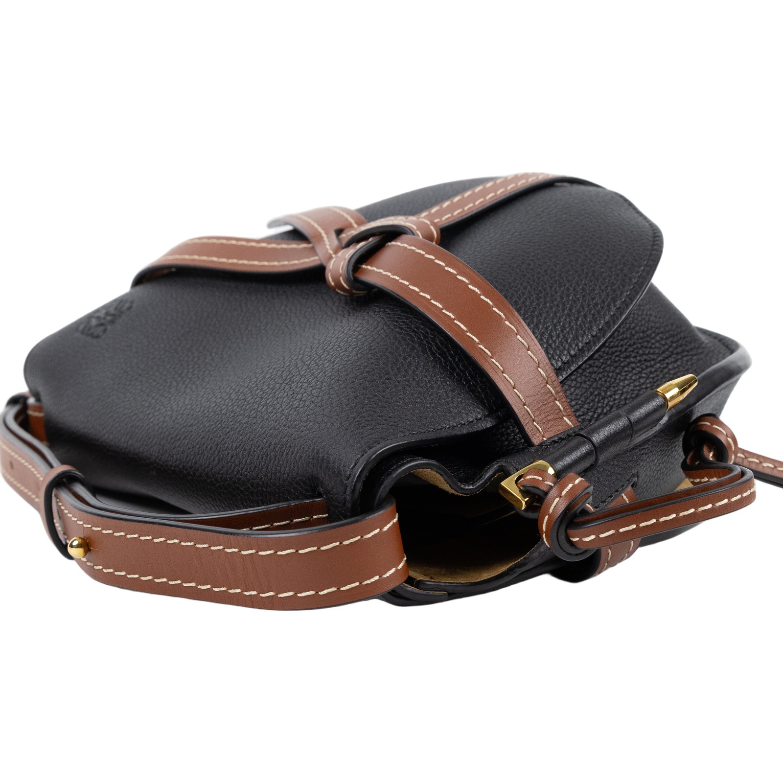 羅意威 LOEWE Small Gate bag 小型 小牛皮 肩背包 321.12.T20 黑拚棕GATE SMALL 防塵袋