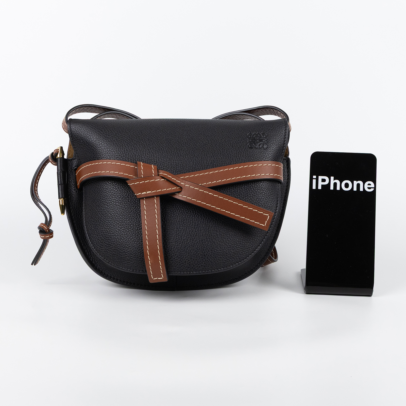 羅意威 LOEWE Small Gate bag 小型 小牛皮 肩背包 321.12.T20 黑拚棕GATE SMALL 防塵袋