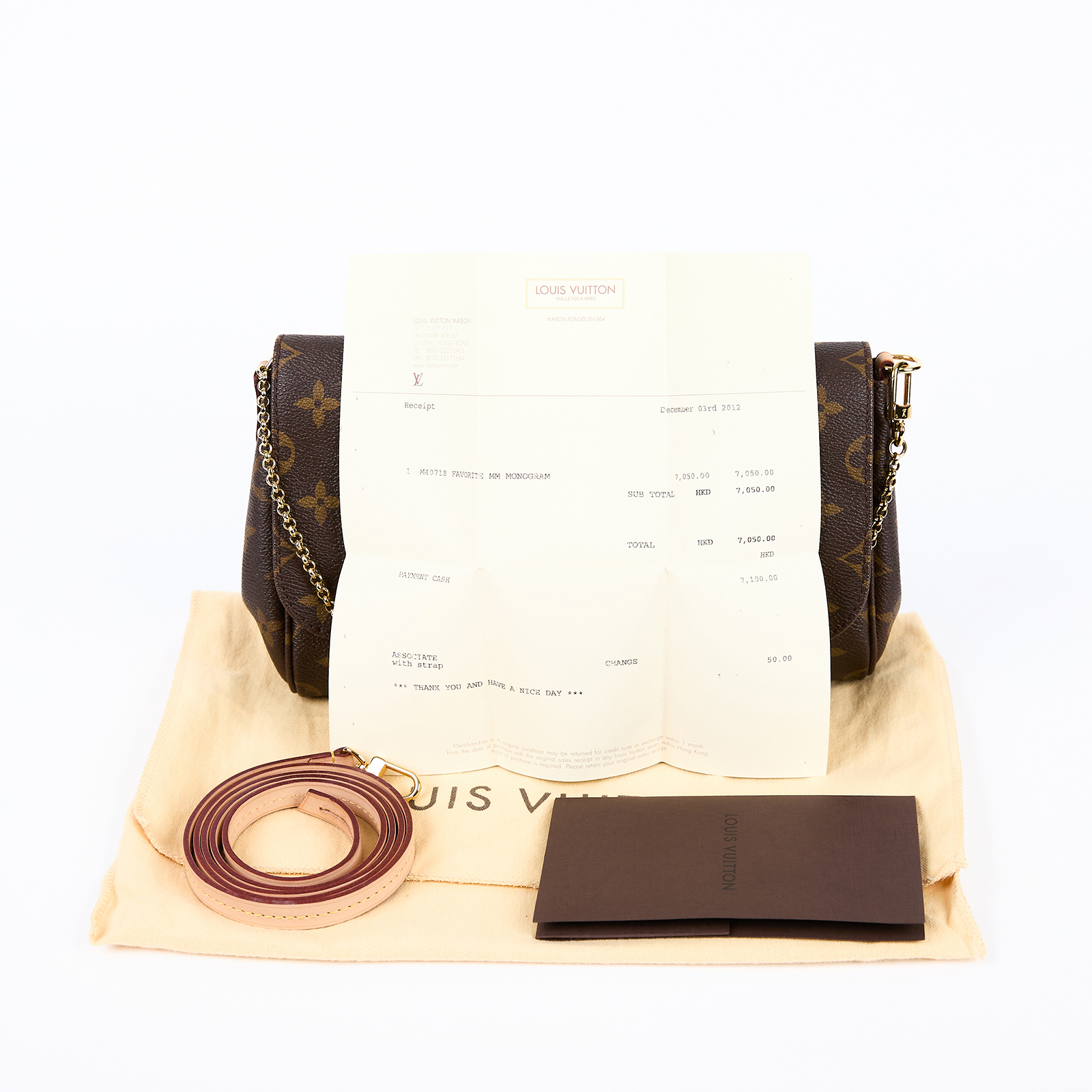路易威登 LOUIS VUITTON Favorite MM 經典帆布 鍊條肩背包 M40718 原花FAVORITE MM 防塵袋/背帶/購買證明