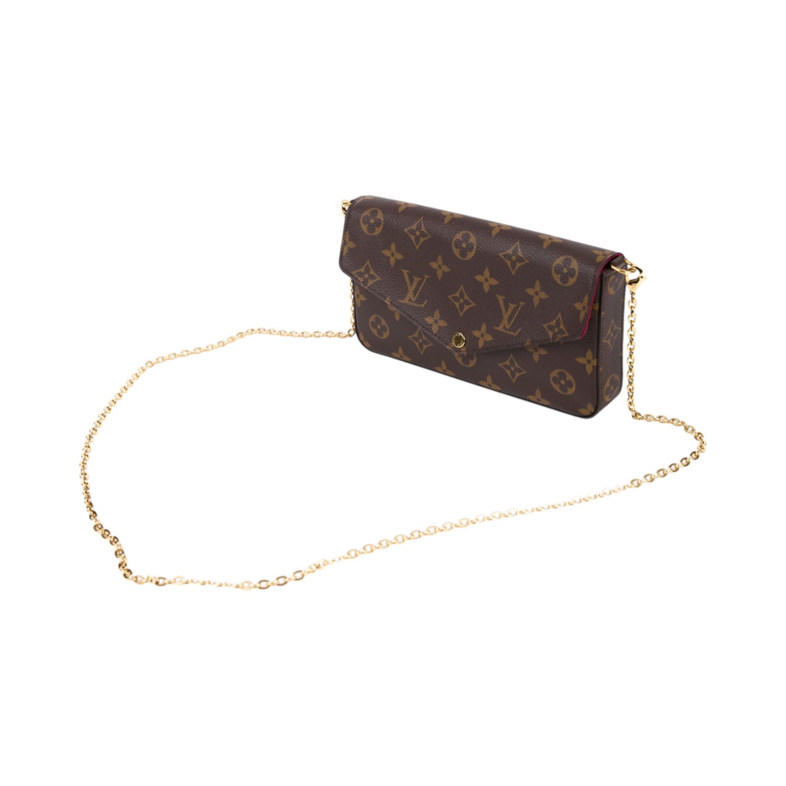 路易威登 LOUIS VUITTON Pochette Félicie 三合一鏈條包 紫紅色 M61276 晶片款  原廠盒子/內袋/鏈帶