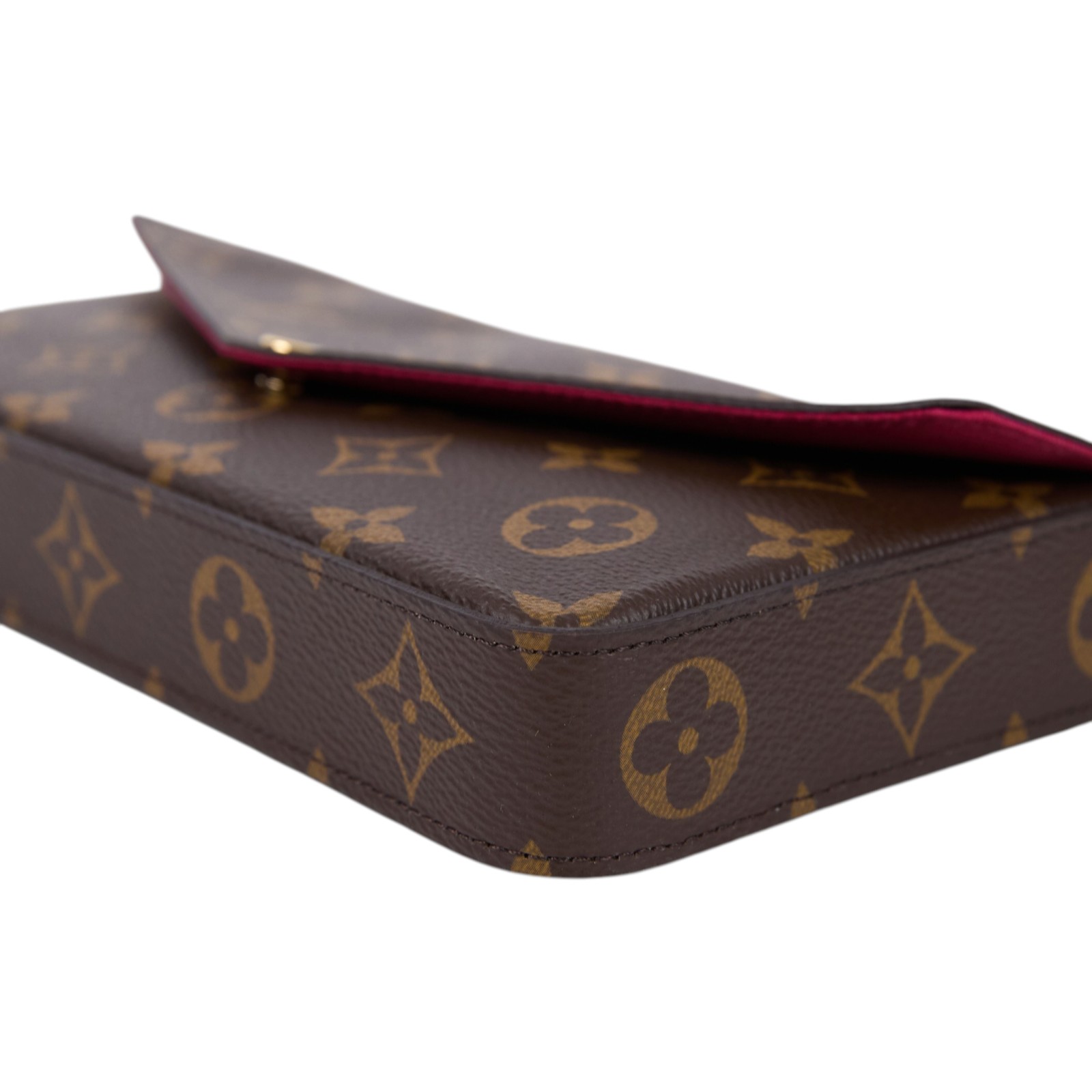 路易威登 LOUIS VUITTON Pochette Félicie 三合一鏈條包 紫紅色 M61276 晶片款  原廠盒子/內袋/鏈帶