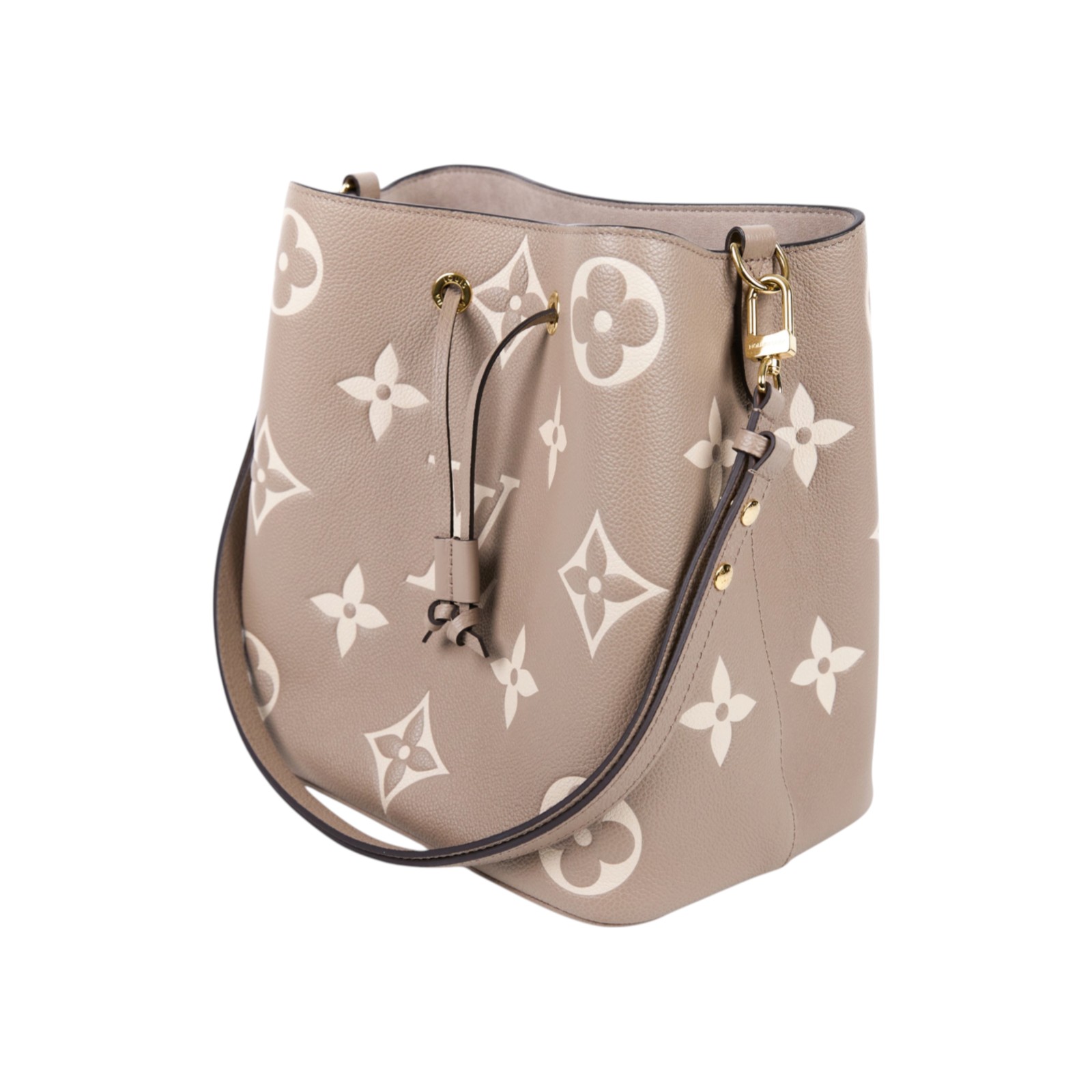 路易威登 LOUIS VUITTON NéoNoé MM 皮革 肩背 水桶包 斑鳩灰色/奶油色 M45555 晶片款  背帶2/內袋/原廠盒子/防塵袋