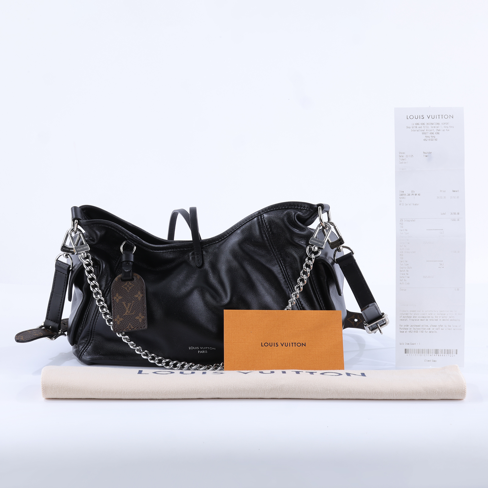 路易威登 LOUIS VUITTON CarryAll Cargo Vibe PM 手提包 黑色 M24861 晶片款  防塵袋/背帶X2/購買證明