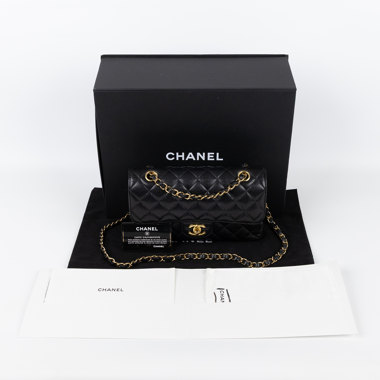 香奈兒 CHANEL CF 經典 小型 口蓋包 A01113 30開黑金荔枝COCO23 保證卡/原廠盒子/防塵袋