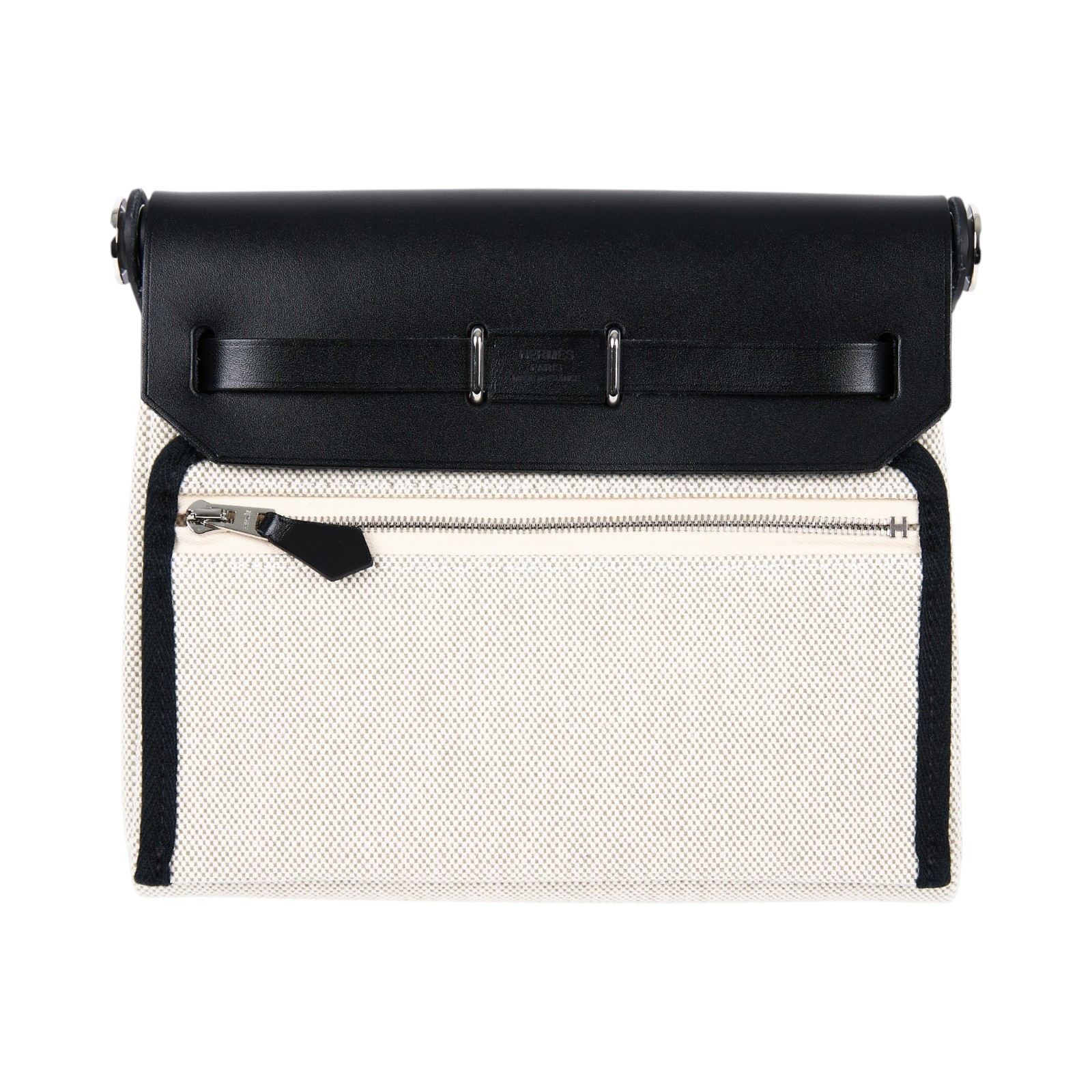 愛馬仕 Hermes Herbag Zip 20 銀色五金 Écru Amande Noir H085414CKAH /K TS 012 AU  防塵袋/原廠盒子/購買證明