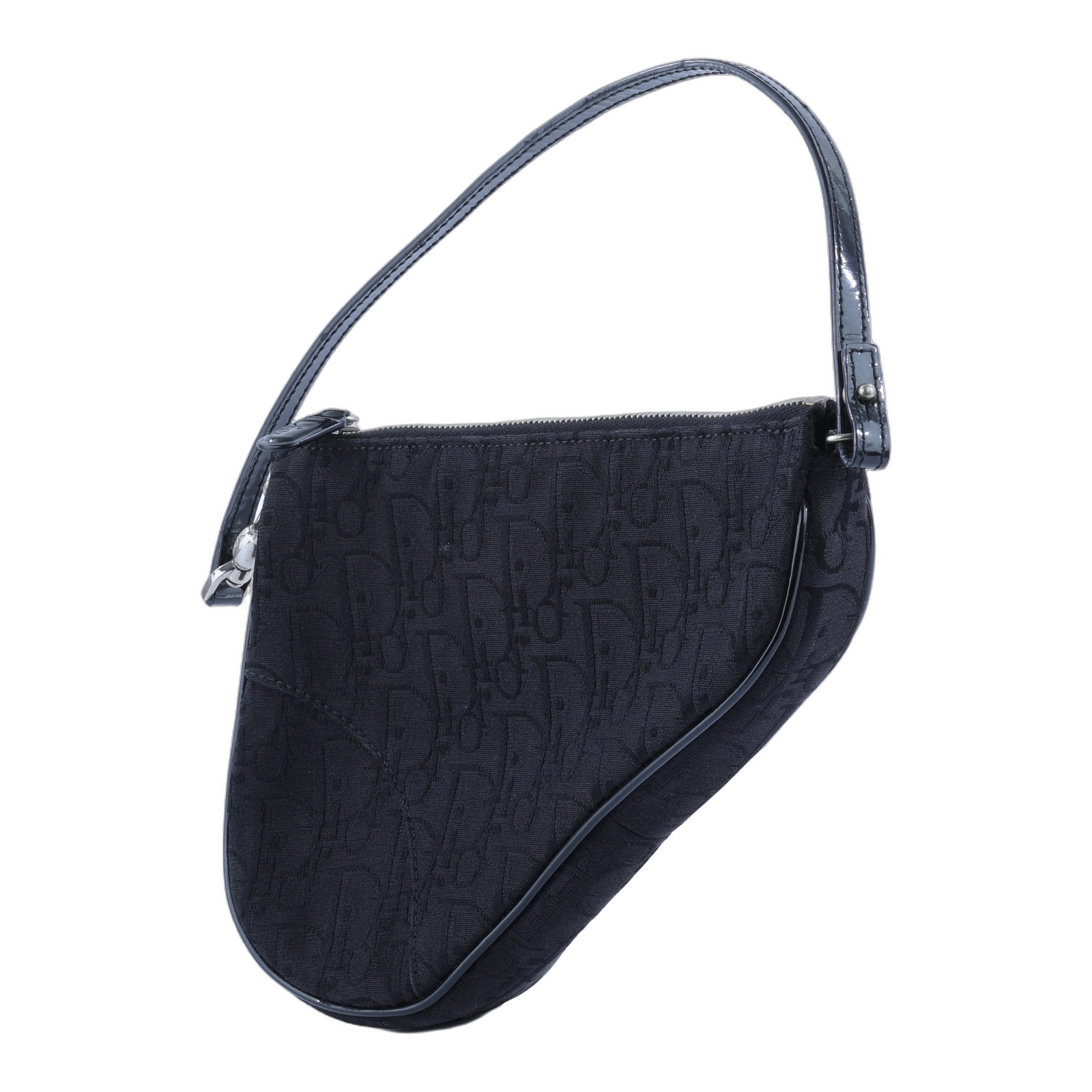 迪奧 CHRISTIAN DIOR Mini Saddle Bag 迷你 手提包 馬鞍包 腋下包  黑緹花帆布SADDLE腋下包 防塵袋