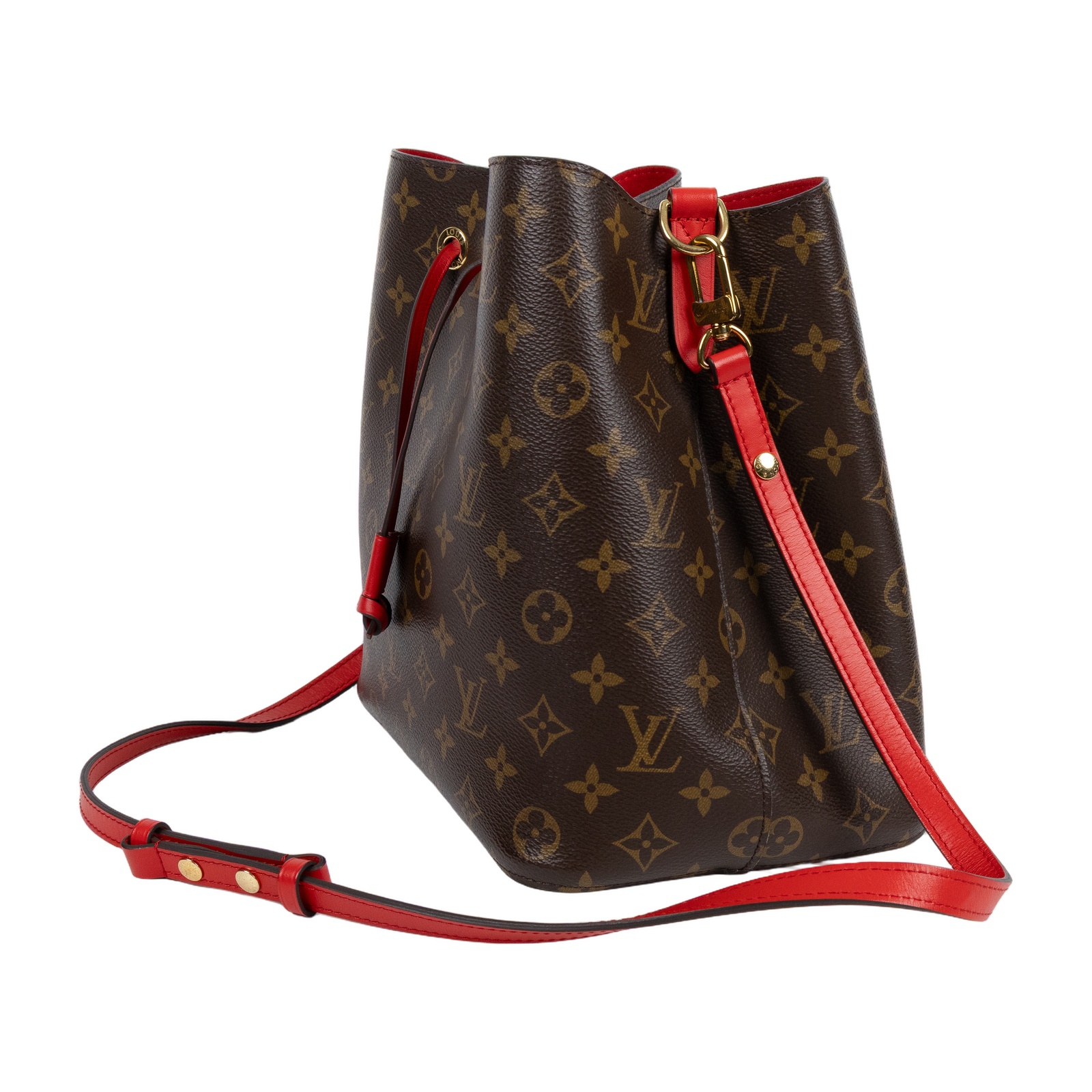 路易威登 LOUIS VUITTON NéoNoé MM 經典帆布 肩背 水桶包 紅色 M44021 原花紅NEONOE水桶包 防塵袋/背帶