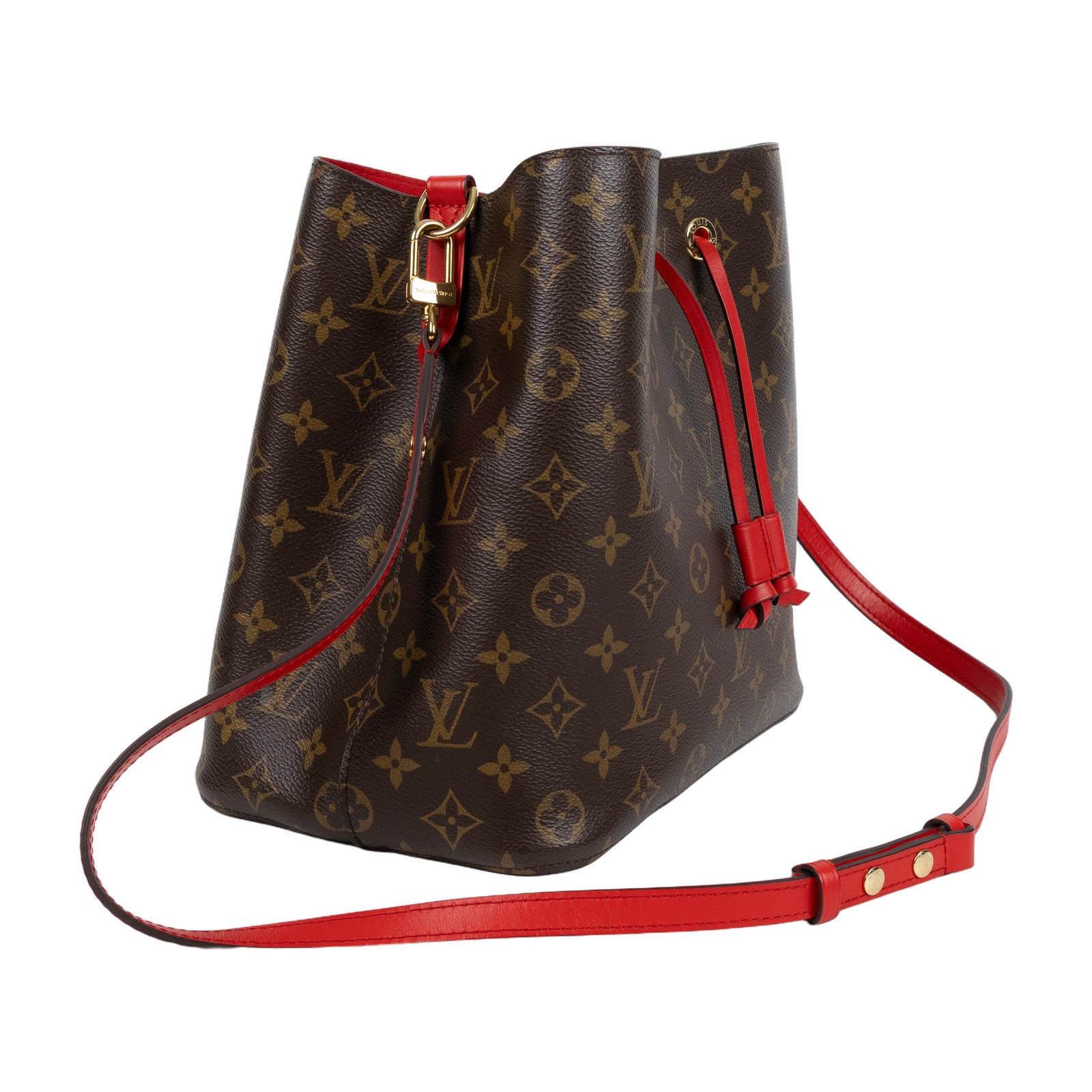 路易威登 LOUIS VUITTON NéoNoé MM 經典帆布 肩背 水桶包 紅色 M44021 原花紅NEONOE水桶包 防塵袋/背帶