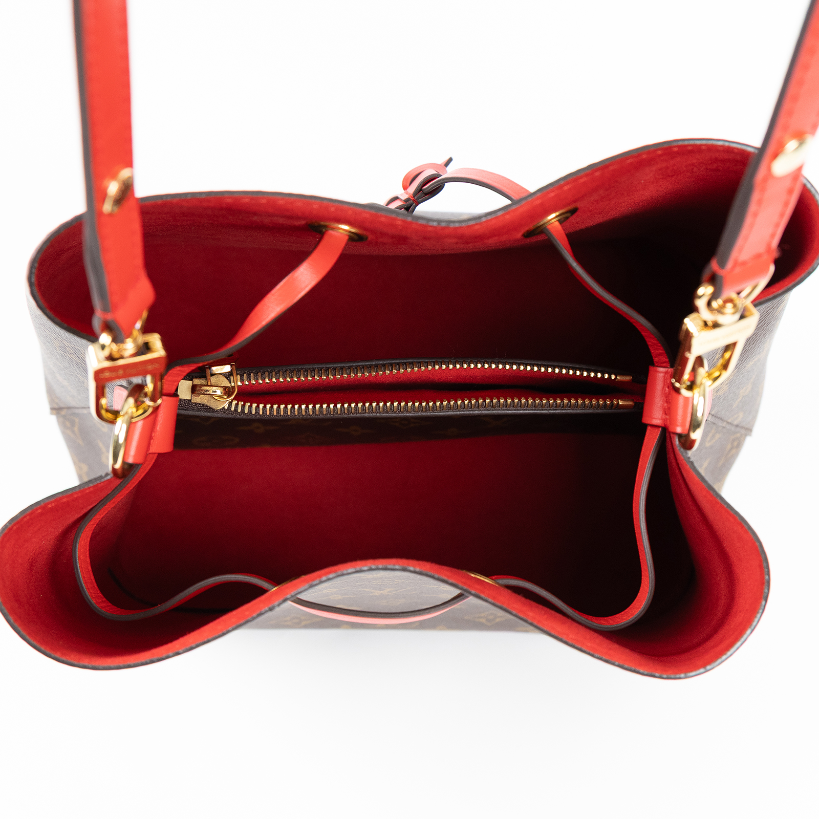 路易威登 LOUIS VUITTON NéoNoé MM 經典帆布 肩背 水桶包 紅色 M44021 原花紅NEONOE水桶包 防塵袋/背帶