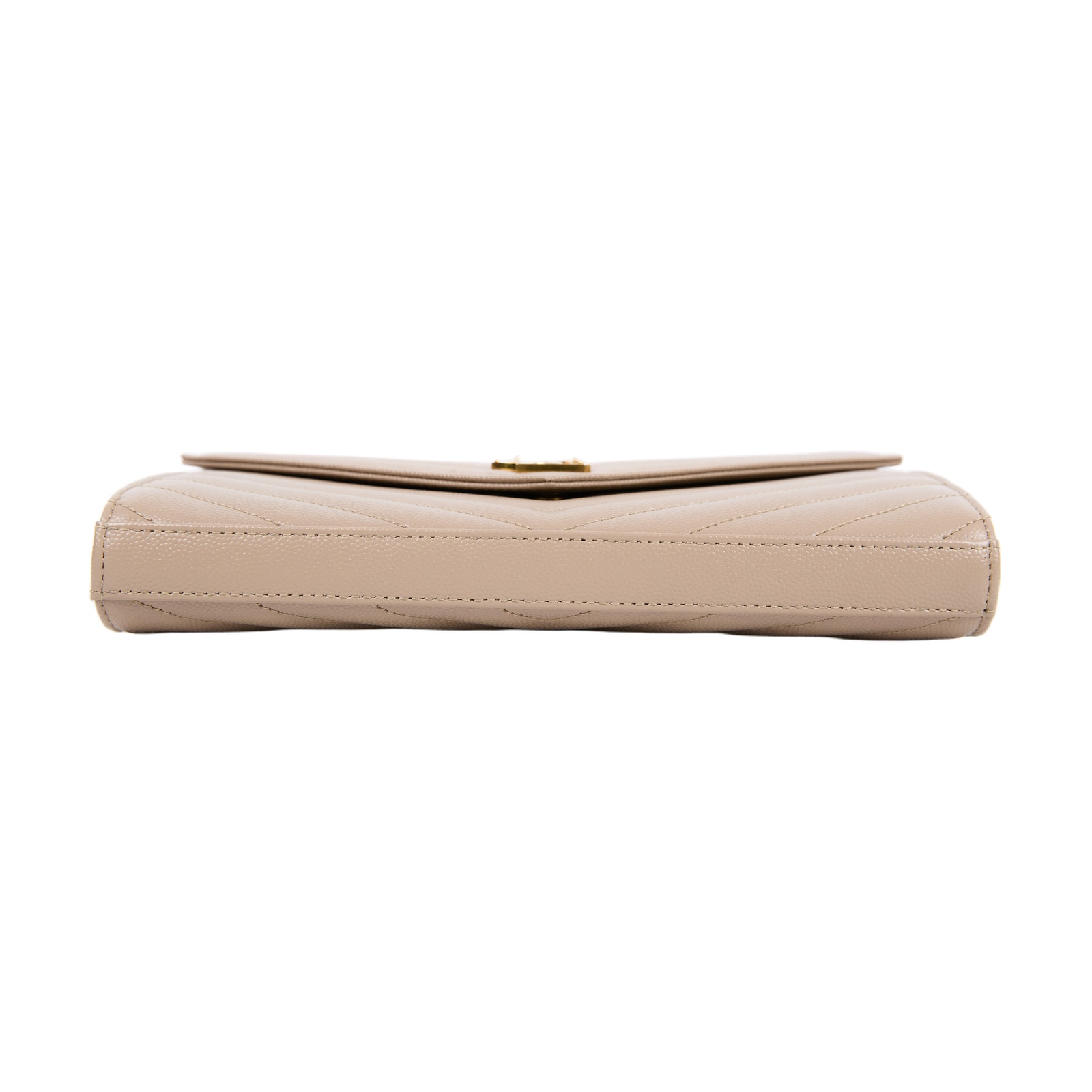 聖羅蘭 YSL SAINT LAURENT Cassandre 經典粒面皮革 鏈條 錢包 金色五金 377828BOW01 米色WOC 大 保證卡
