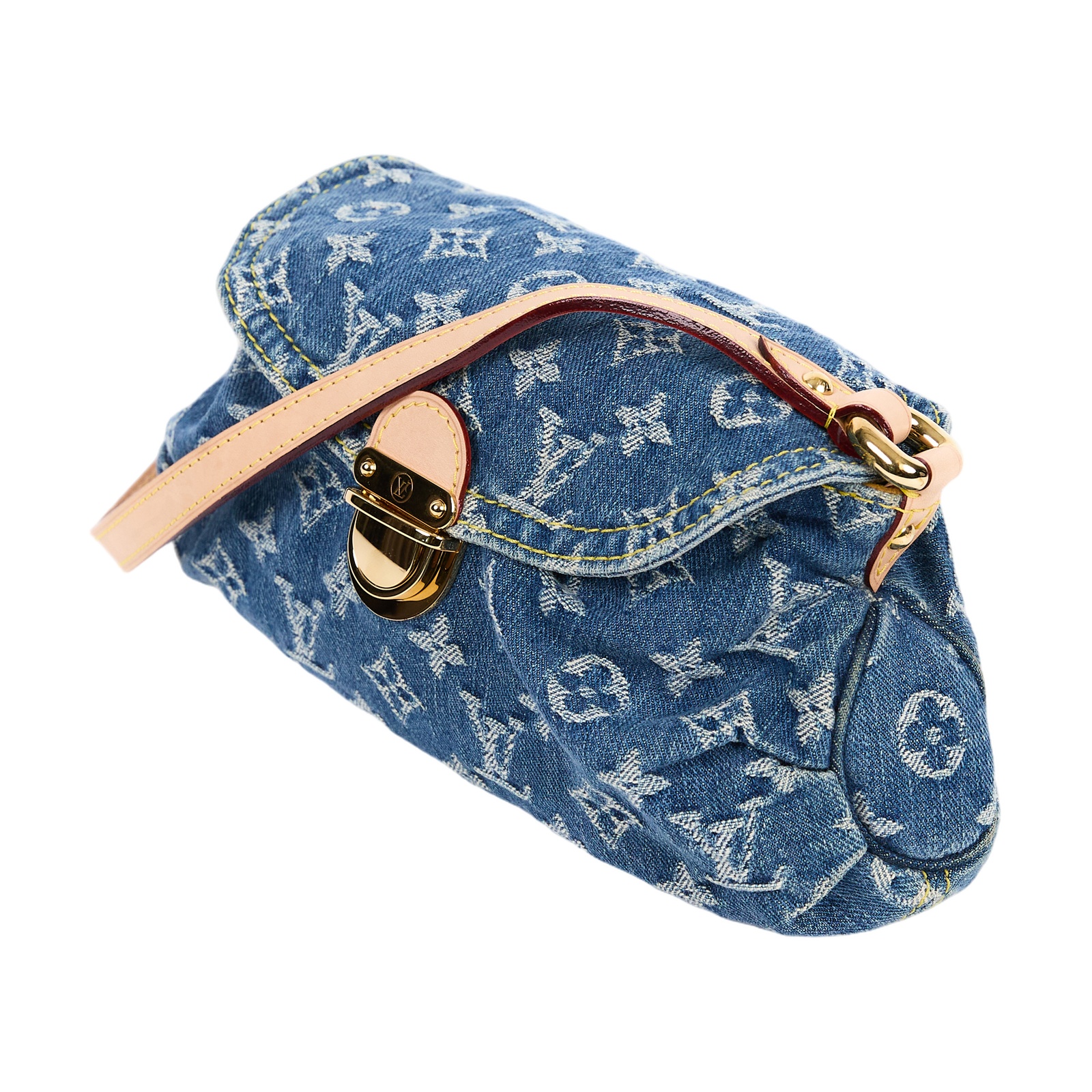 路易威登 LOUIS VUITTON Mini Pretty 牛仔 肩背包 手提包 手拿包 腋下包 M95050 藍牛仔腋下包 無附屬品