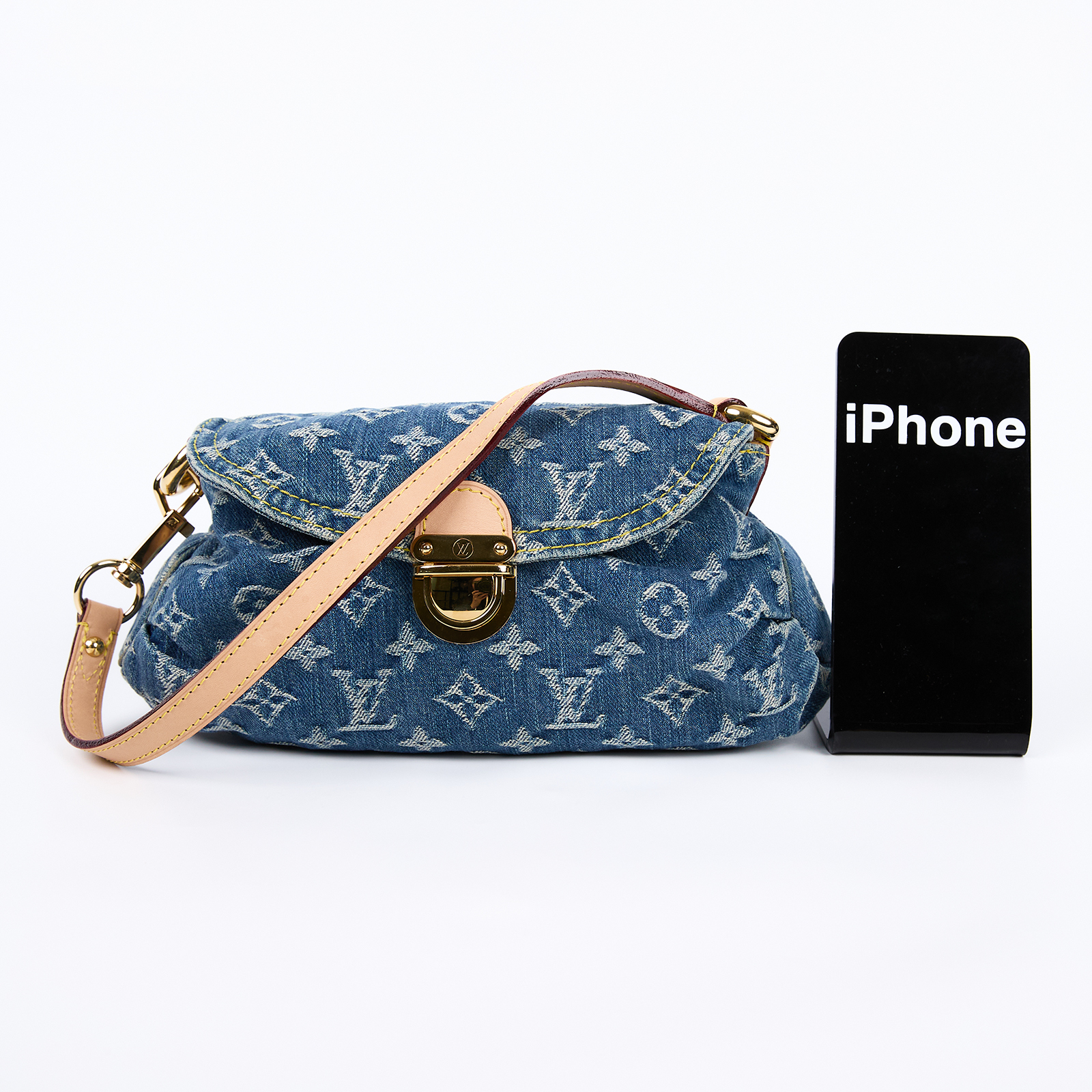 路易威登 LOUIS VUITTON Mini Pretty 牛仔 肩背包 手提包 手拿包 腋下包 M95050 藍牛仔腋下包 無附屬品