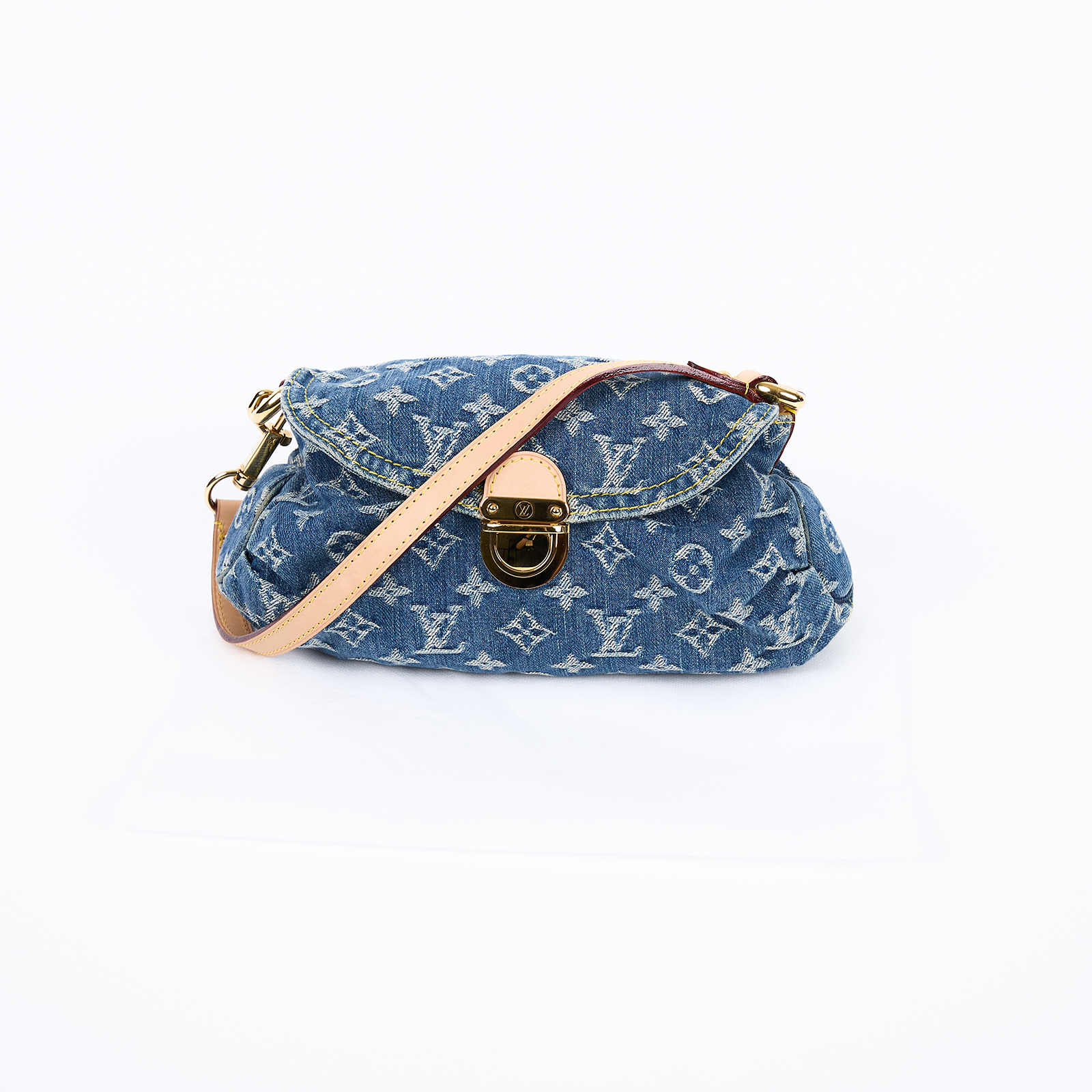 路易威登 LOUIS VUITTON Mini Pretty 牛仔 肩背包 手提包 手拿包 腋下包 M95050 藍牛仔腋下包 無附屬品