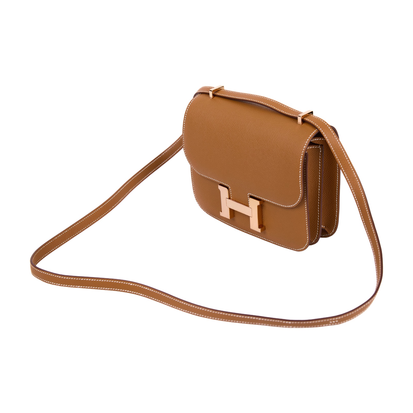 愛馬仕 Hermes Constance Bag 康康包 MIni 18  玫瑰金色五金 金棕色 H083905CD37 /  防塵袋/原廠盒子/購買證明