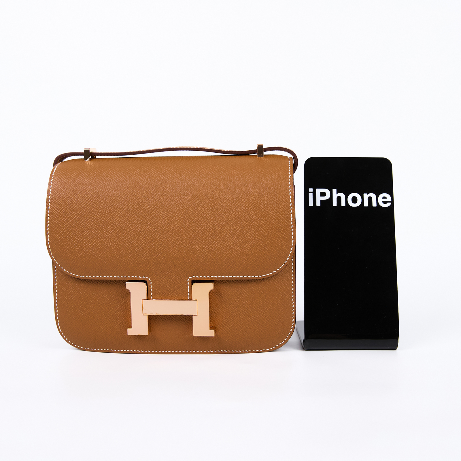 愛馬仕 Hermes Constance Bag 康康包 MIni 18  玫瑰金色五金 金棕色 H083905CD37 /  防塵袋/原廠盒子/購買證明