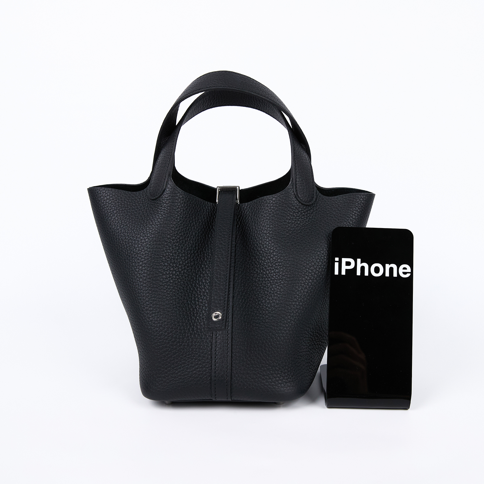 愛馬仕 Hermes Picotin Lock 18 菜籃子包 銀色五金 黑色 H056289CK89 /  防塵袋/原廠盒子/鎖組/購買證明