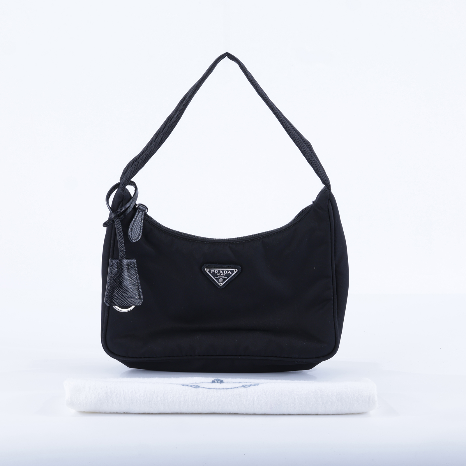 普拉達 PRADA Re-Edition 迷你 Hobo 包 1NE515_RDH0 黑尼龍HOBO腋下包 防塵袋/吊牌