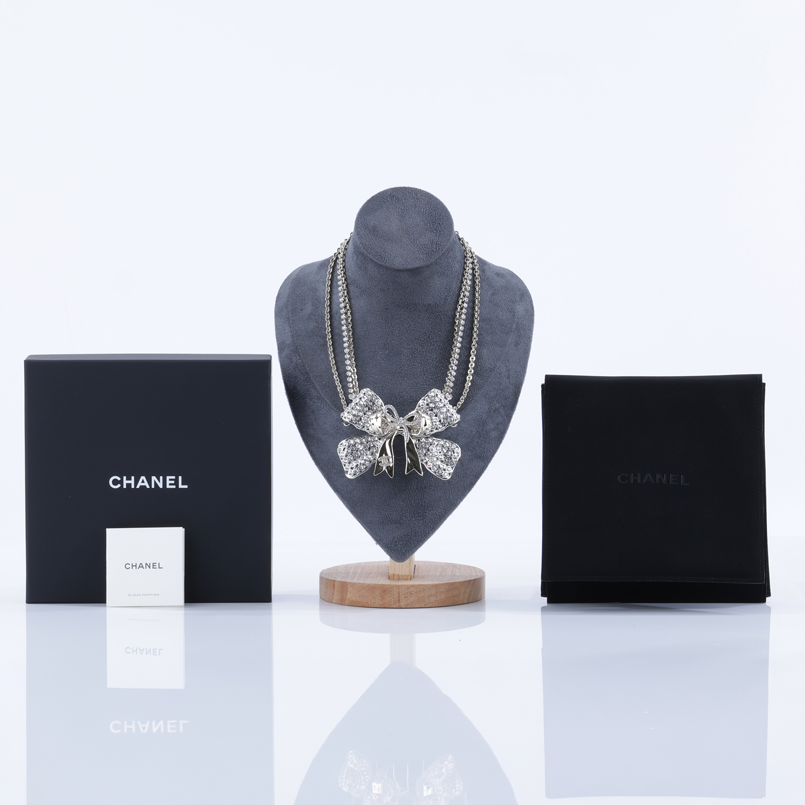 香奈兒 CHANEL 項鍊 鎖骨鍊 ABG576 B22434B25K 大水鑽蝴蝶結項鍊 原廠盒子/內襯