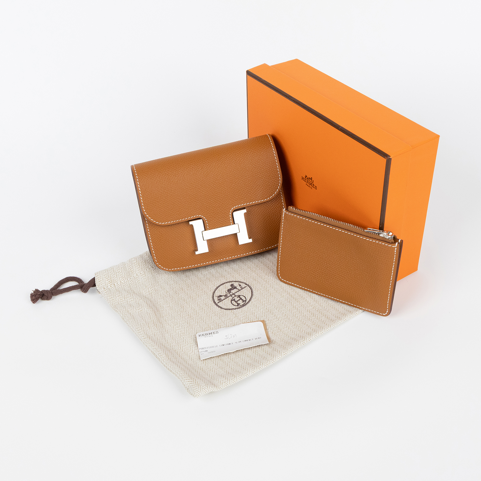 愛馬仕 Hermes Constance Bag 康康包 短夾 Slim  CNSLIM K刻 K刻 金棕CONSTANCE SLIM 防塵袋/原廠盒子