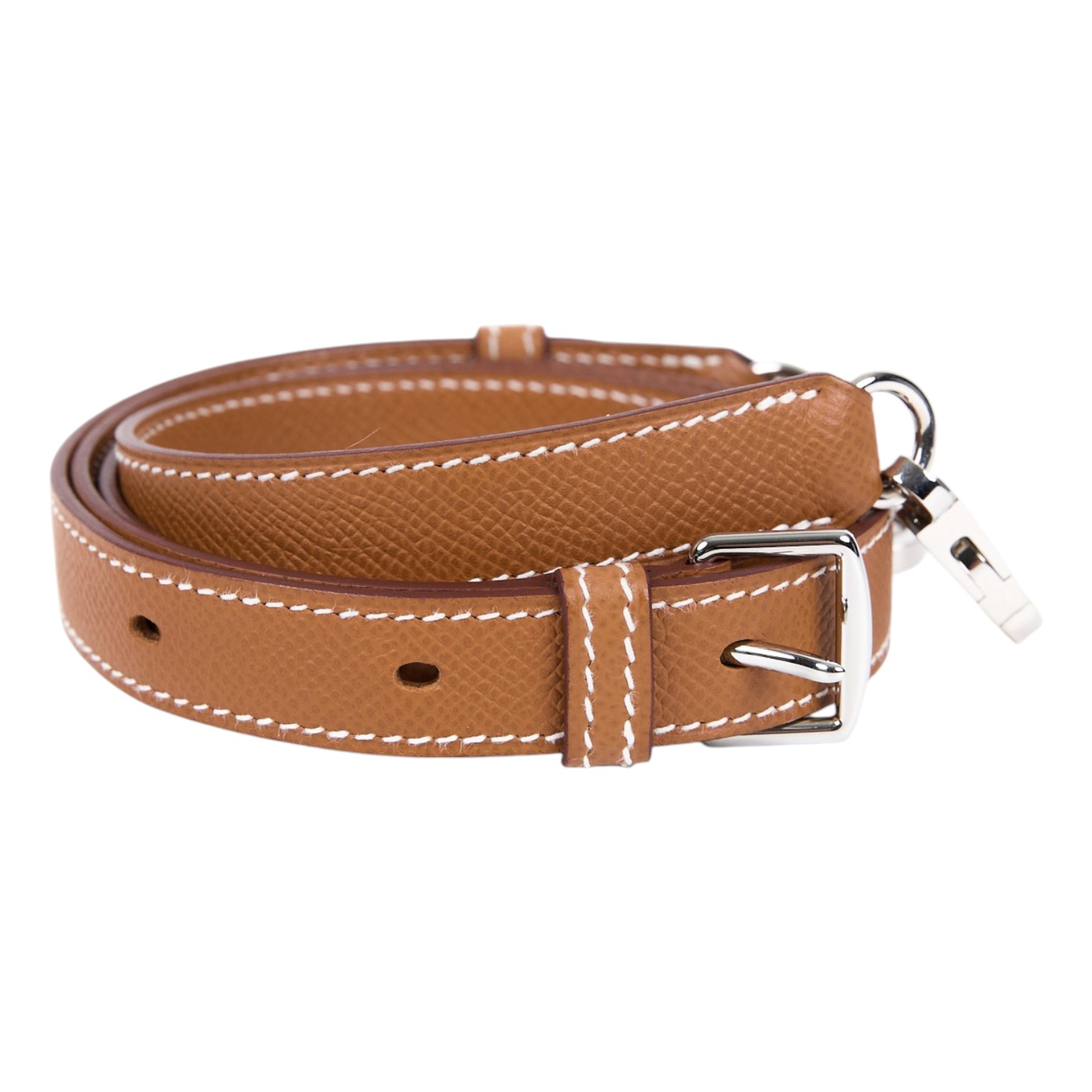 愛馬仕 Hermes A-Strap 20 mm 肩帶 銀色五金 金棕色 H086253CK37 G FM 002 PM G刻 金棕可調節背帶 防塵袋/原廠盒子
