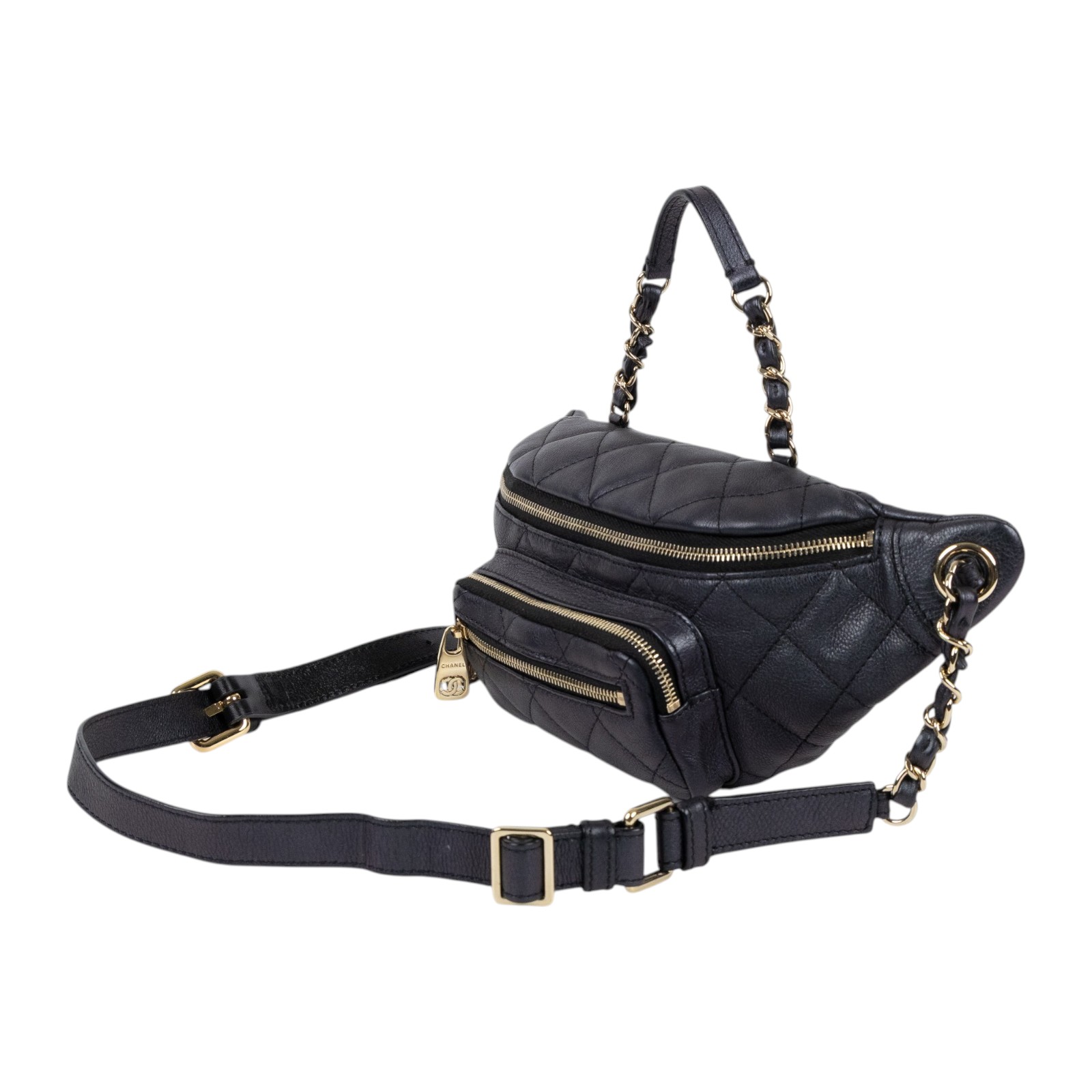 香奈兒 CHANEL 菱格紋 腰包 All About Waist Belt Bag AS0556 B00442 27開 黑牛珠光WAIST腰包 原廠盒子/防塵袋/保證卡/購買證明影本