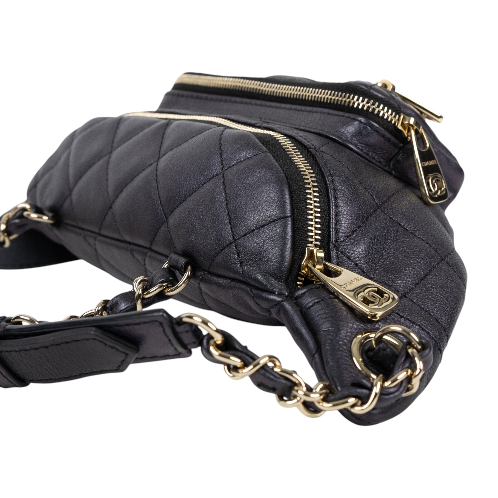 香奈兒 CHANEL 菱格紋 腰包 All About Waist Belt Bag AS0556 B00442 27開 黑牛珠光WAIST腰包 原廠盒子/防塵袋/保證卡/購買證明影本