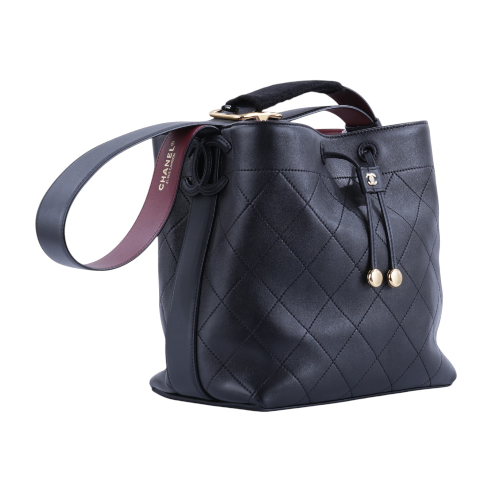 香奈兒 CHANEL Bucket Bag 水桶包 中型 肩背包 AS6584 晶片款 黑調節水桶包 小型 防塵袋/原廠盒子