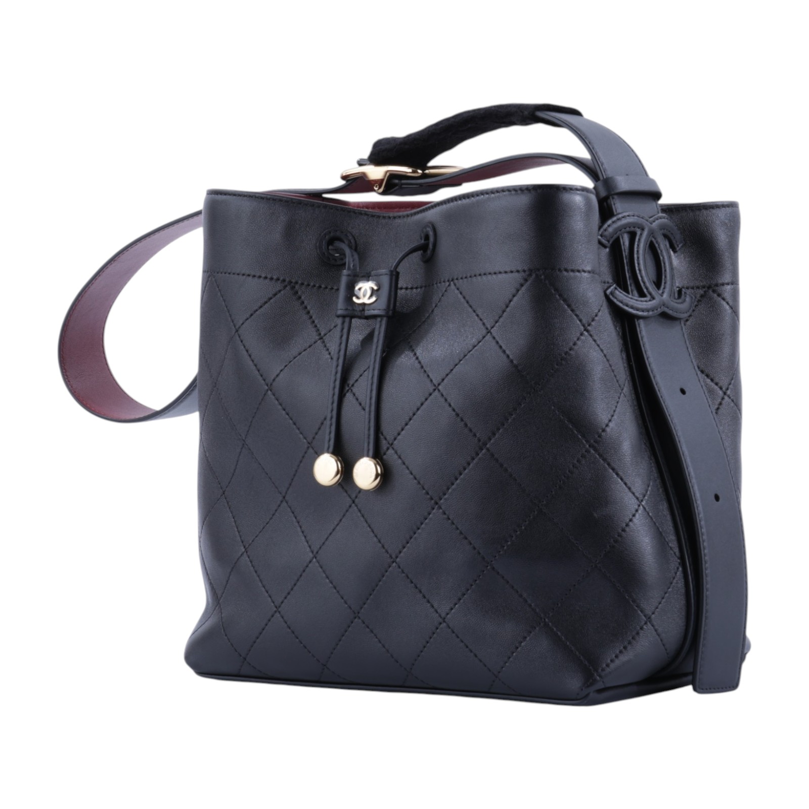 香奈兒 CHANEL Bucket Bag 水桶包 中型 肩背包 AS6584 晶片款 黑調節水桶包 小型 防塵袋/原廠盒子