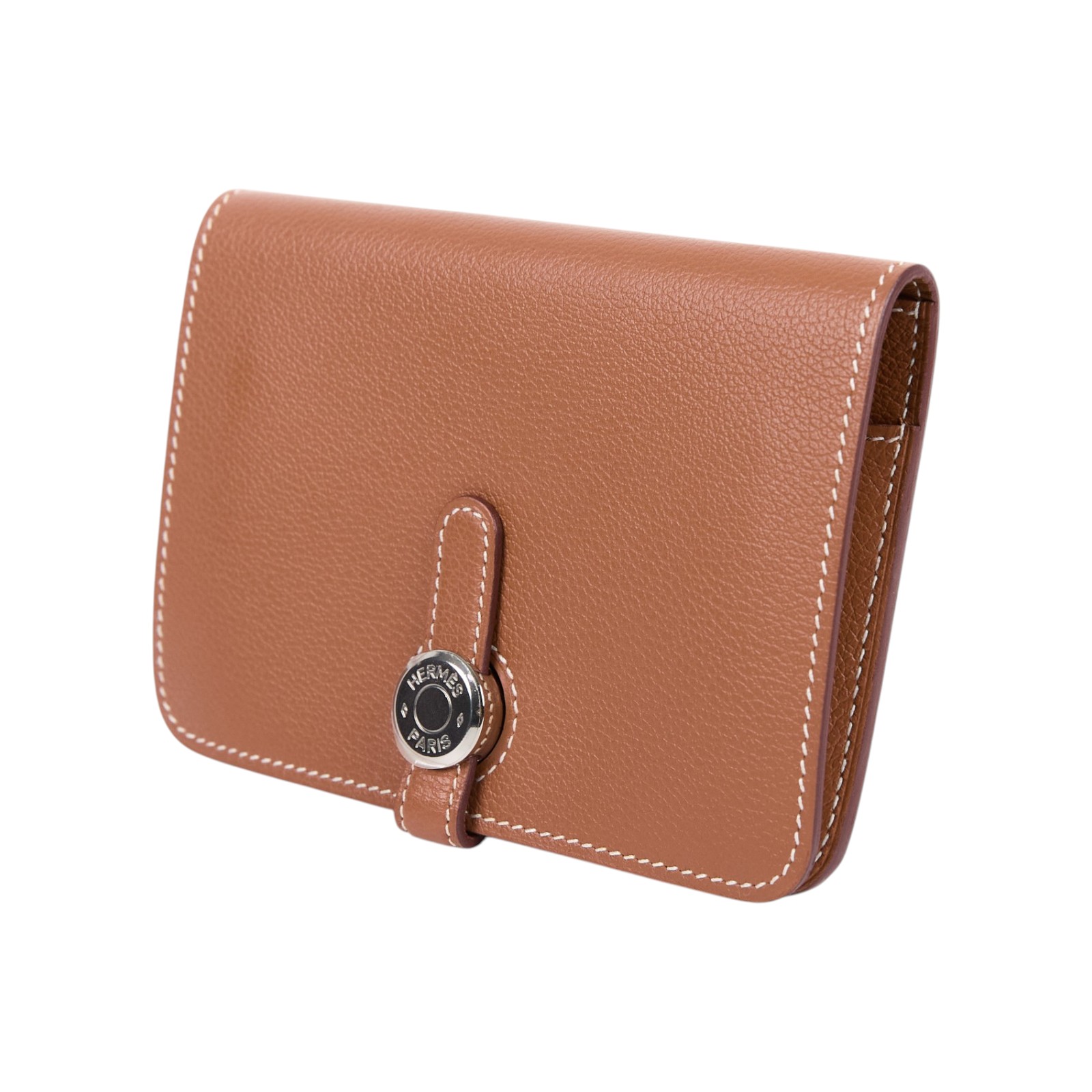 愛馬仕 Hermes Dogon 錢包 短夾 銀色五金 金棕色 H066382CK37 /U NN 011 GP  原廠盒子/購買證明影本