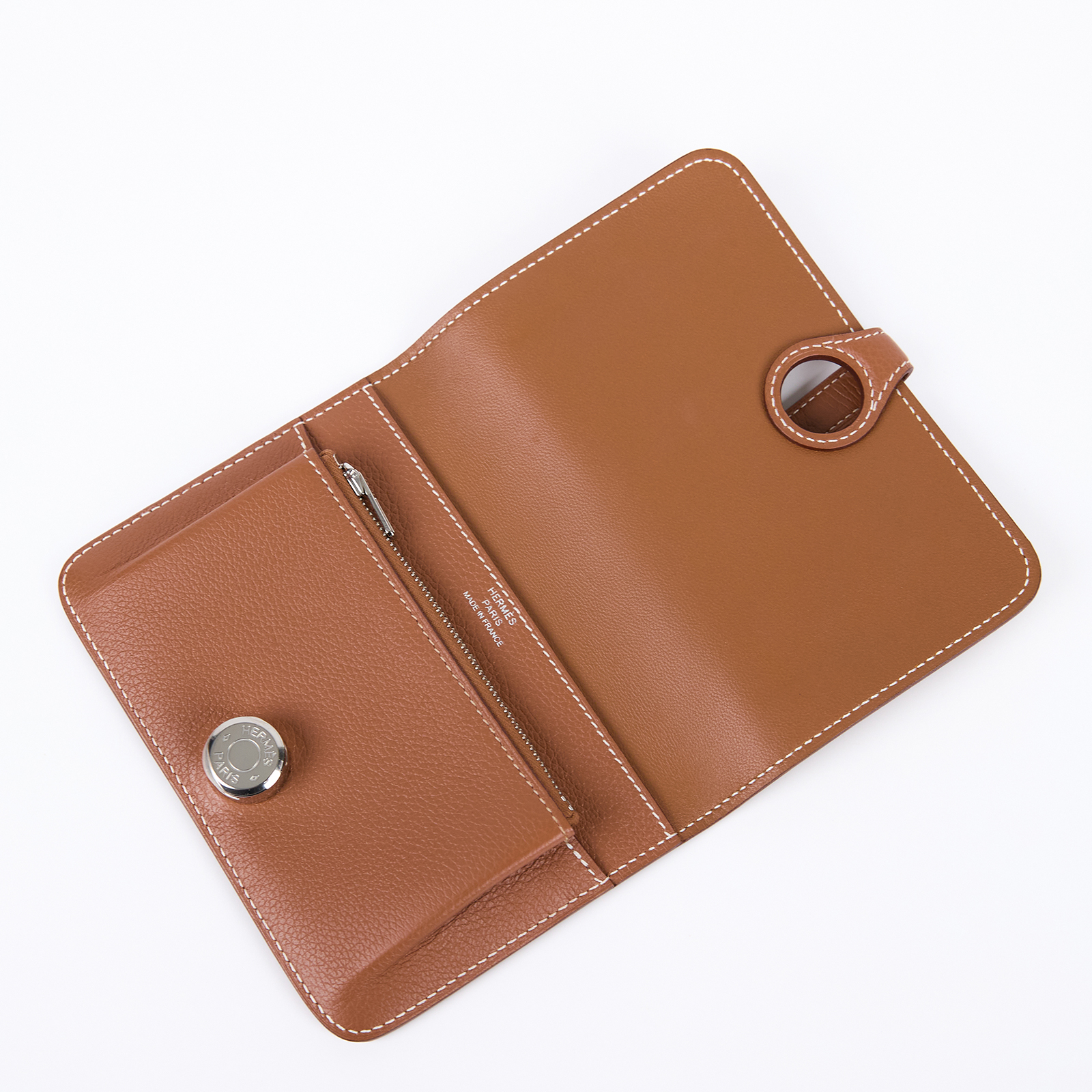 愛馬仕 Hermes Dogon 錢包 短夾 銀色五金 金棕色 H066382CK37 /U NN 011 GP  原廠盒子/購買證明影本