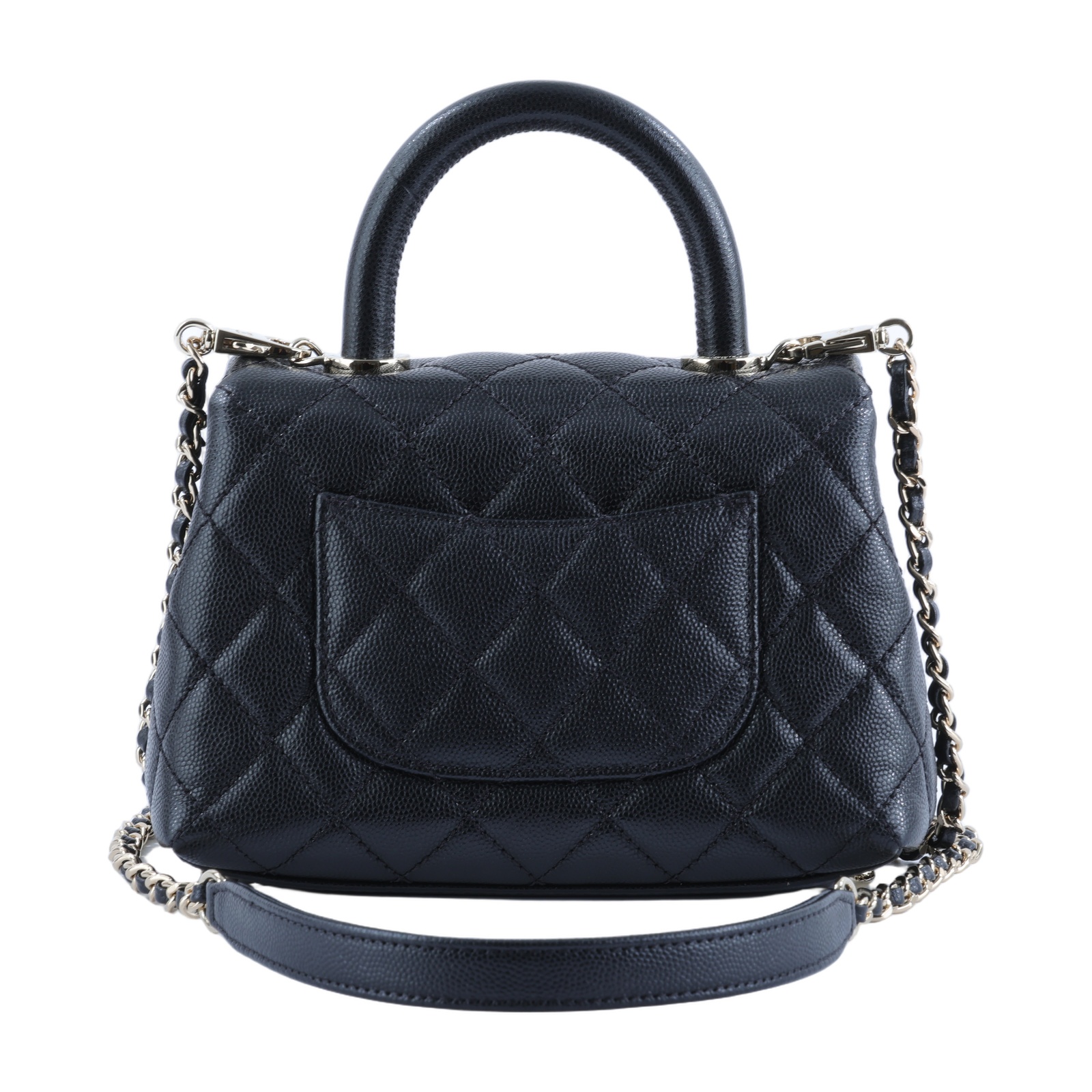 香奈兒 CHANEL Handle 迷你 手提 口蓋包 AS2215 黑金荔枝COCO HANDLE MINI 原廠盒子/保證卡/背帶/購買證明影本
