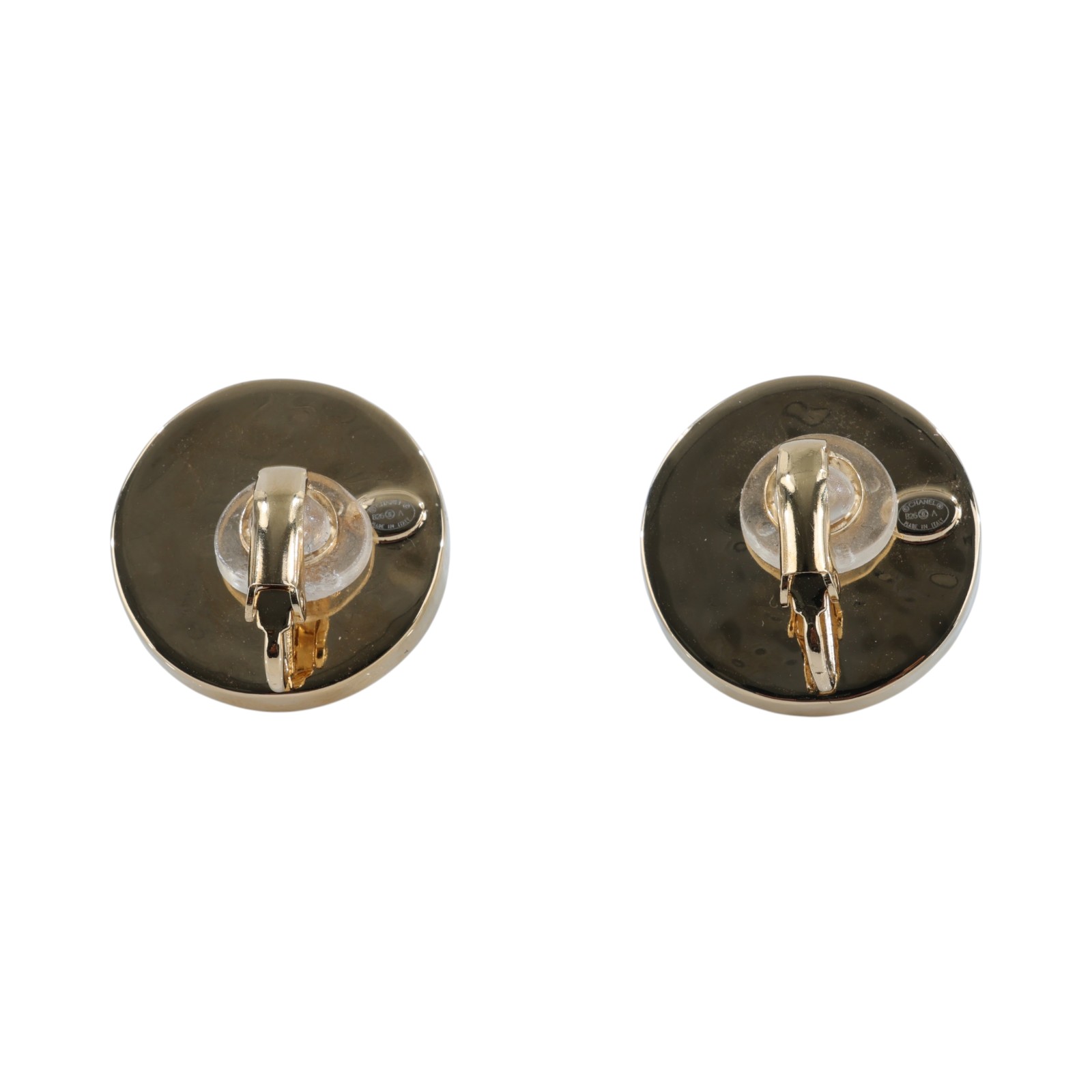 香奈兒 CHANEL 耳釘式耳環 Stud Earrings ABH732 B24774B26 A 金色珍珠圓盤耳夾 原廠盒子/底襯