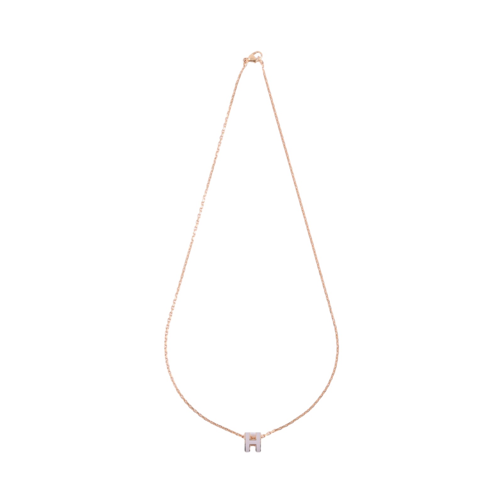 愛馬仕 Hermes Mini Pop H 墜飾 POPHPMINI ST 02 65 粉/金MINI POP H項鍊 原廠盒子/防塵袋/內襯