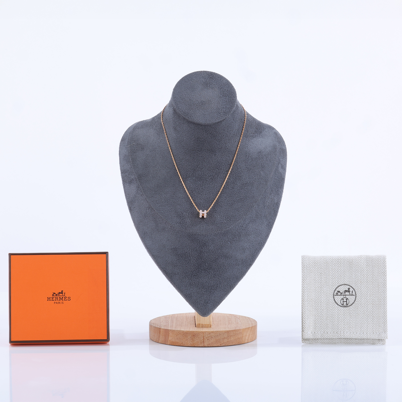 愛馬仕 Hermes Mini Pop H 墜飾 POPHPMINI ST 02 65 粉/金MINI POP H項鍊 原廠盒子/防塵袋/內襯