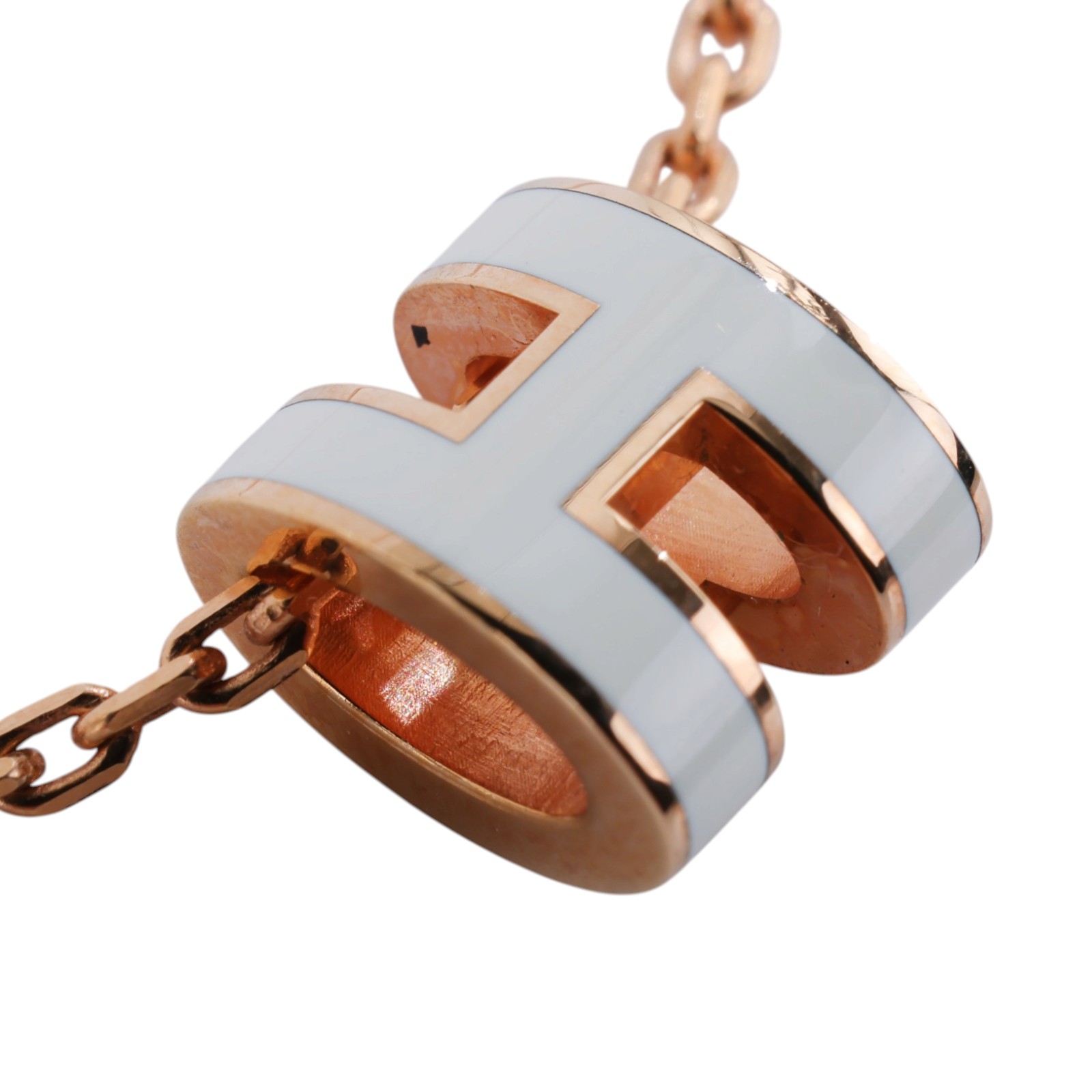 愛馬仕 Hermes Mini Pop H 墜飾 POPHPMINI ST 12 05 白/金MINI POP H項鍊 原廠盒子/防塵袋/內襯