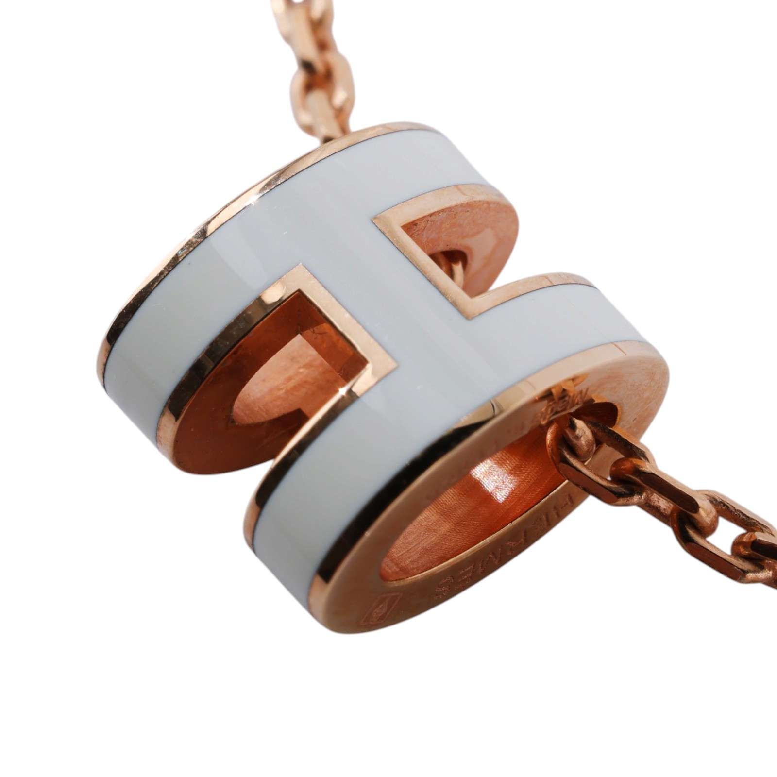 愛馬仕 Hermes Mini Pop H 墜飾 POPHPMINI ST 12 05 白/金MINI POP H項鍊 原廠盒子/防塵袋/內襯