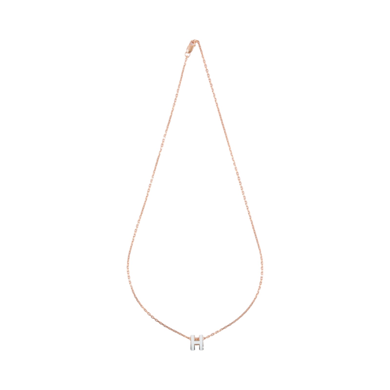 愛馬仕 Hermes Mini Pop H 墜飾 POPHPMINI ST 12 05 白/金MINI POP H項鍊 原廠盒子/防塵袋/內襯
