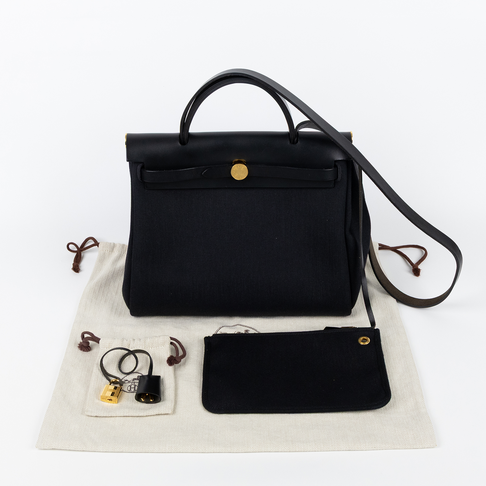 愛馬仕 Hermes Herbag Zip 31 HER31 Z TS 001 AU Z刻 黑金HERBAG31 防塵袋/鎖組/內袋