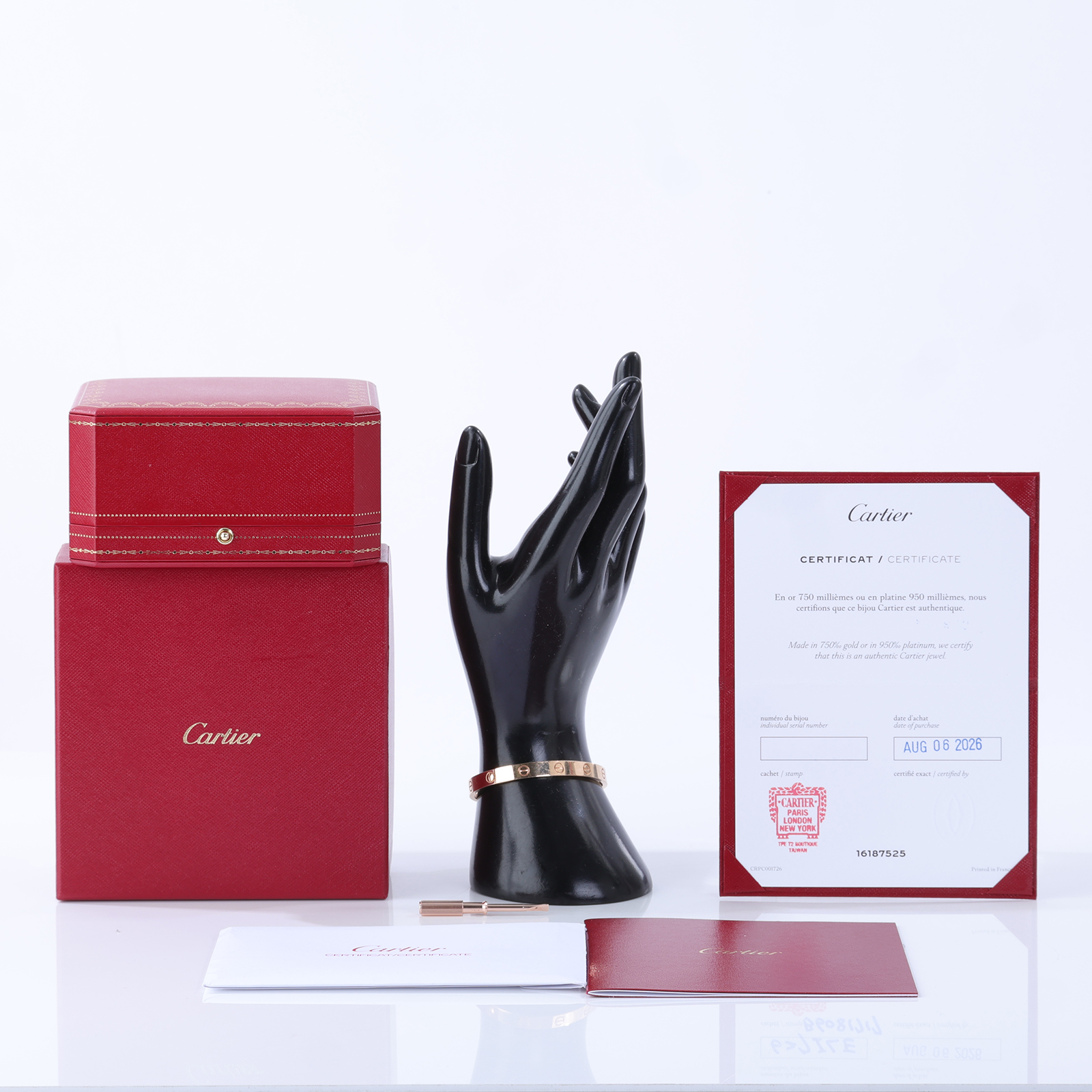 卡地亞 CARTIER LOVE手環 玫瑰金 單邊螺絲鎖扣 經典款 B6081717 RG LOVE手環 #17 原廠盒子/保證卡