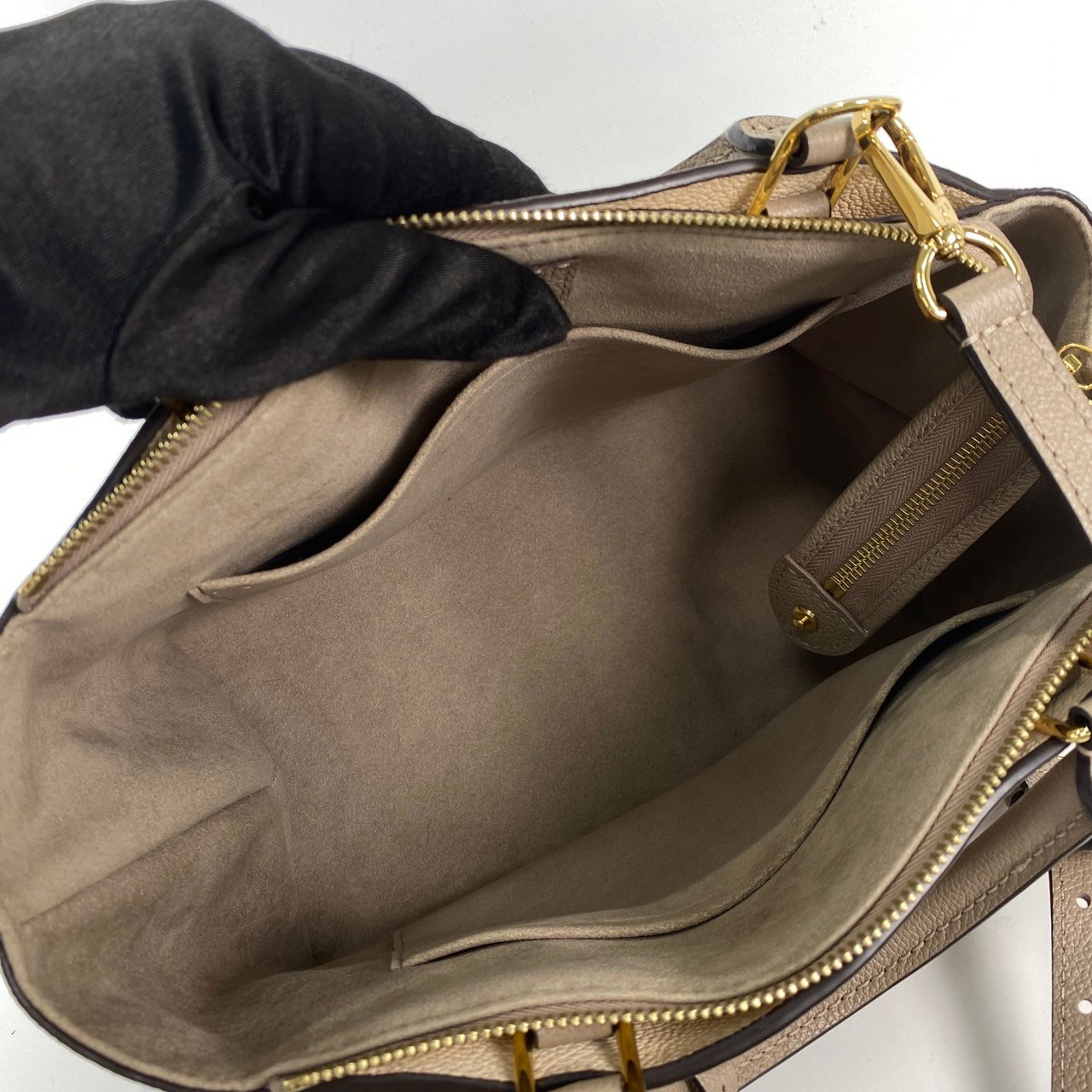 路易威登 LOUIS VUITTON Petit Palais 斑鳩灰奶油 壓花粒面牛皮 手提包 單肩包 M58914 晶片款  防塵袋/背帶/鑰匙