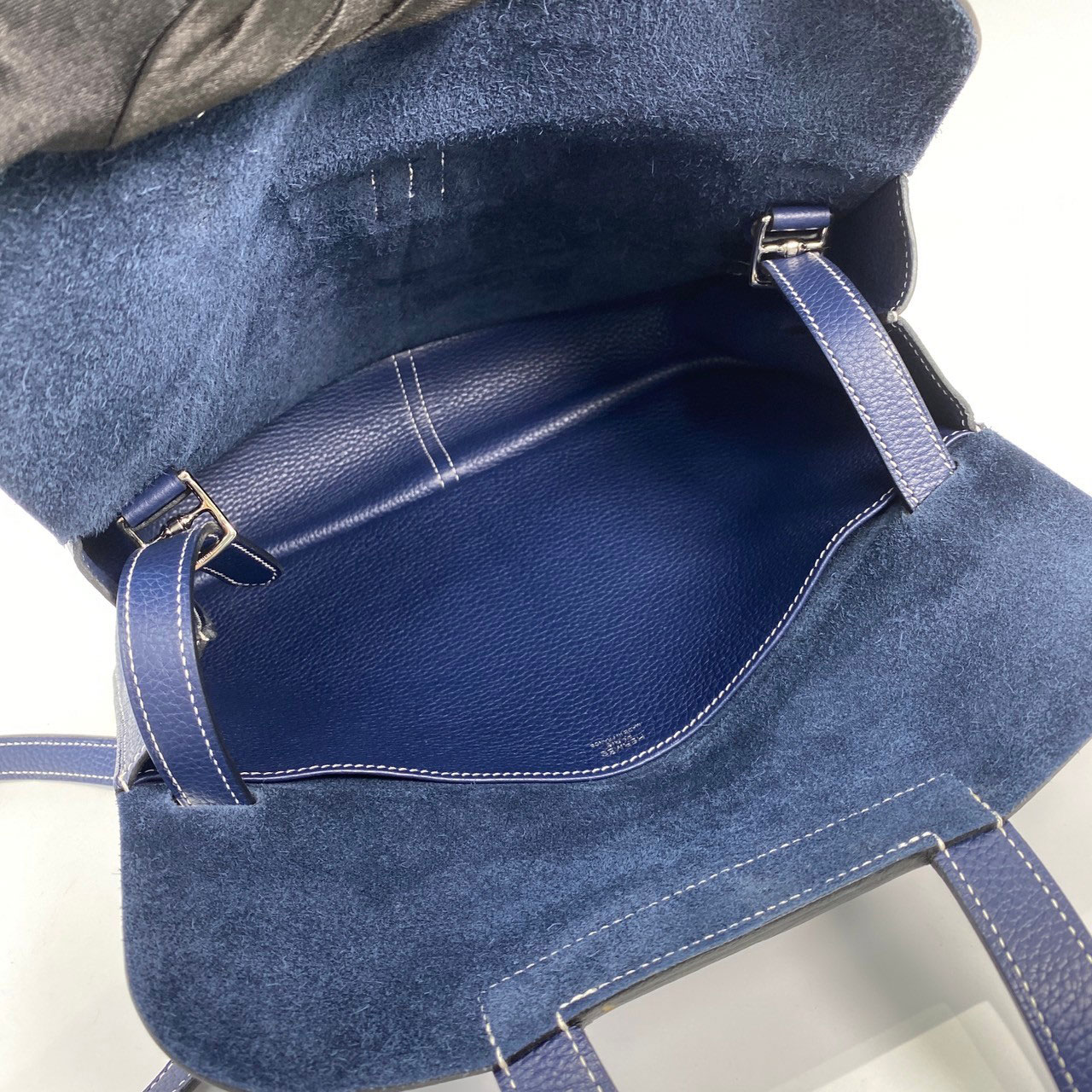 愛馬仕 Hermès Halzan 31 牛皮手拿 手提 肩背 斜背包 HZ31 □R刻 藍HALZAN31 防塵袋/背帶