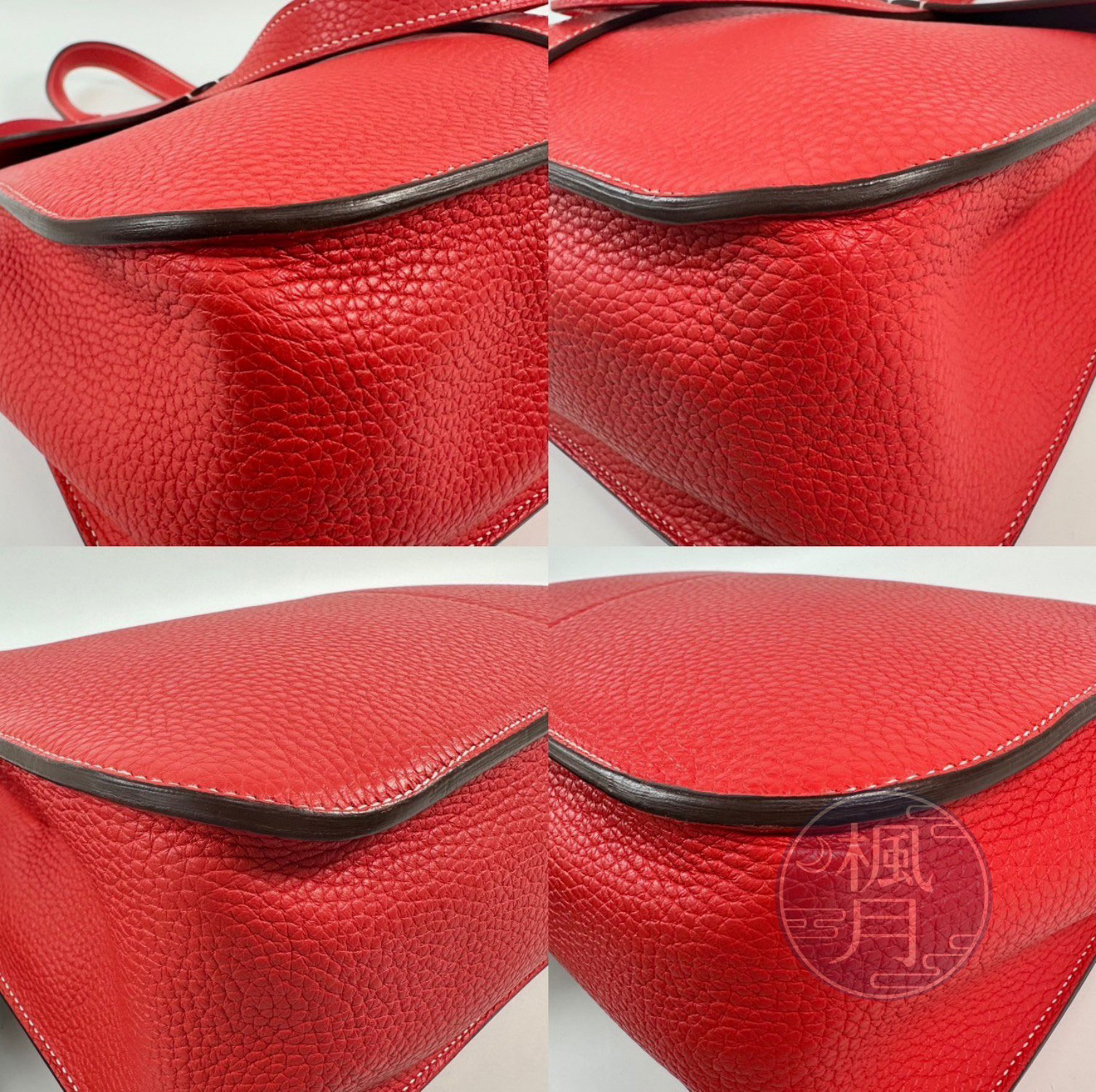 愛馬仕 Hermès Halzan 31 牛皮手拿 手提 肩背 斜背包 HZ31 X刻 紅HALZAN31 原廠盒子/防塵袋/背帶