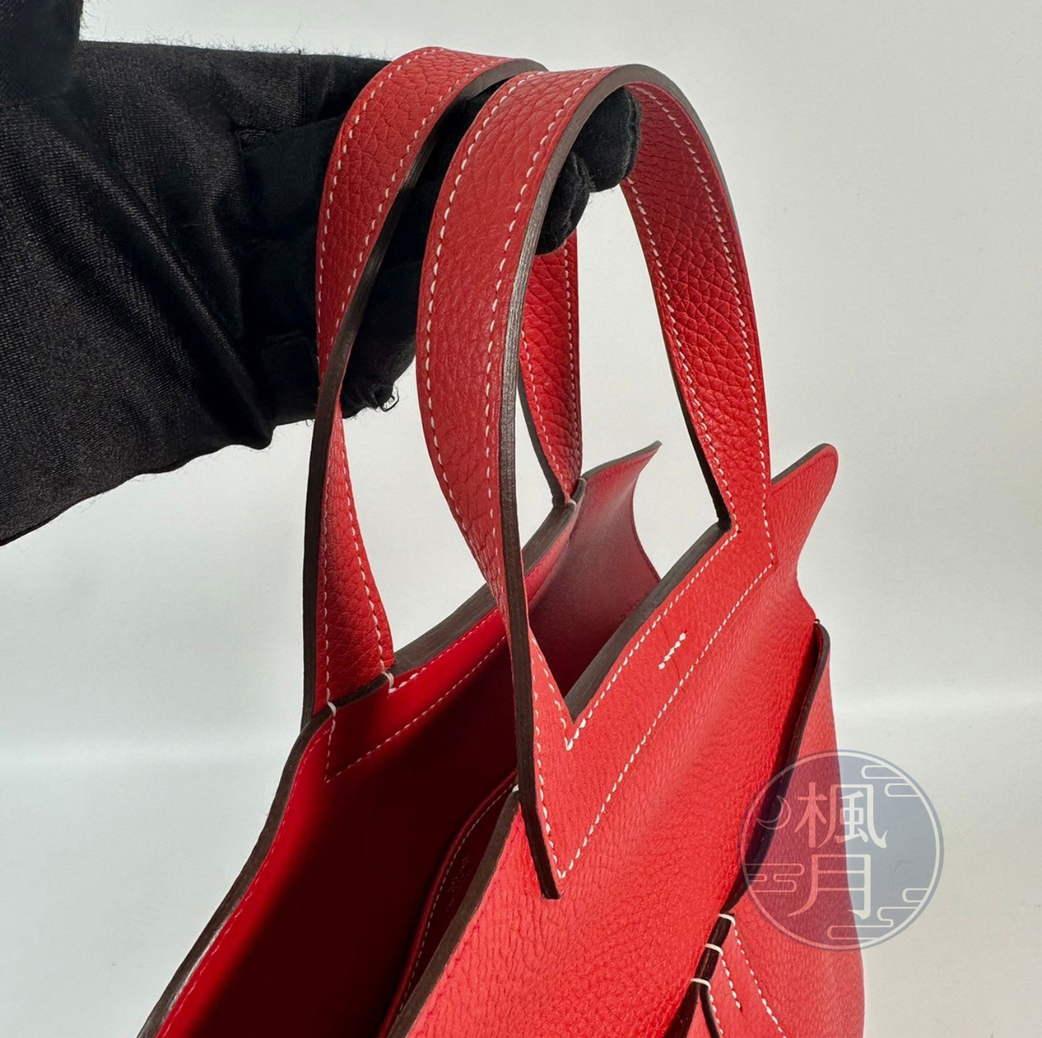 愛馬仕 Hermès Halzan 31 牛皮手拿 手提 肩背 斜背包 HZ31 X刻 紅HALZAN31 原廠盒子/防塵袋/背帶