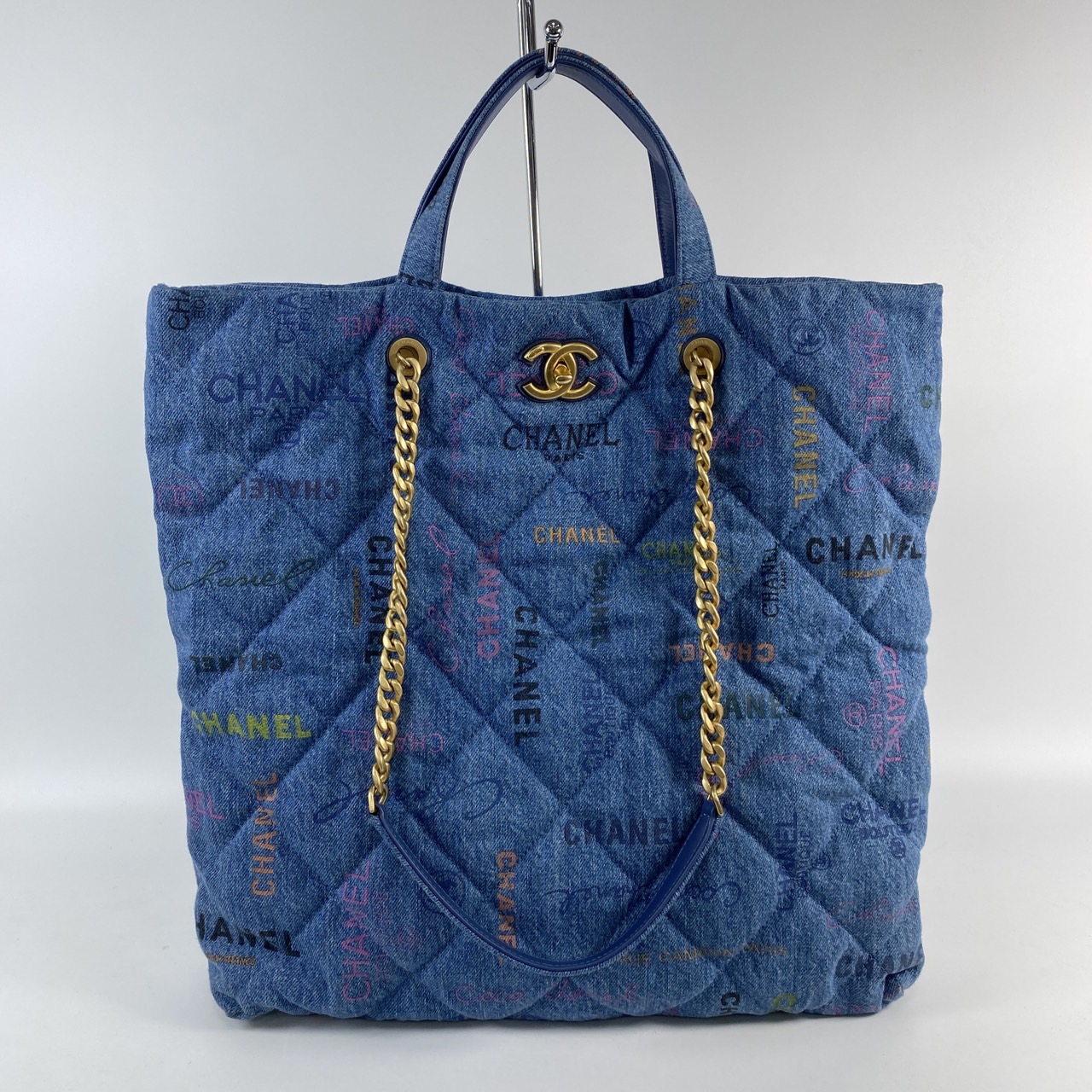 香奈兒 CHANEL Tote 手提 肩背 托特包  晶片款 單寧滿版LOGO 2WAY