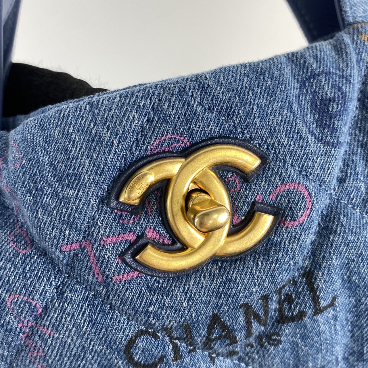 香奈兒 CHANEL Tote 手提 肩背 托特包  晶片款 單寧滿版LOGO 2WAY