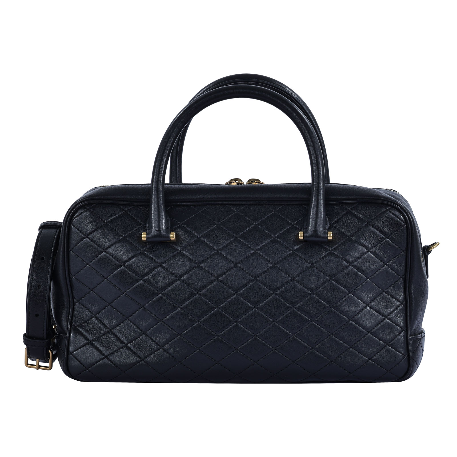 聖羅蘭 YSL SAINT LAURENT Liya Duffle Bag 波士頓包 保齡球袋 行李袋 7667851EL07 黑色兩用包 防塵袋/背帶